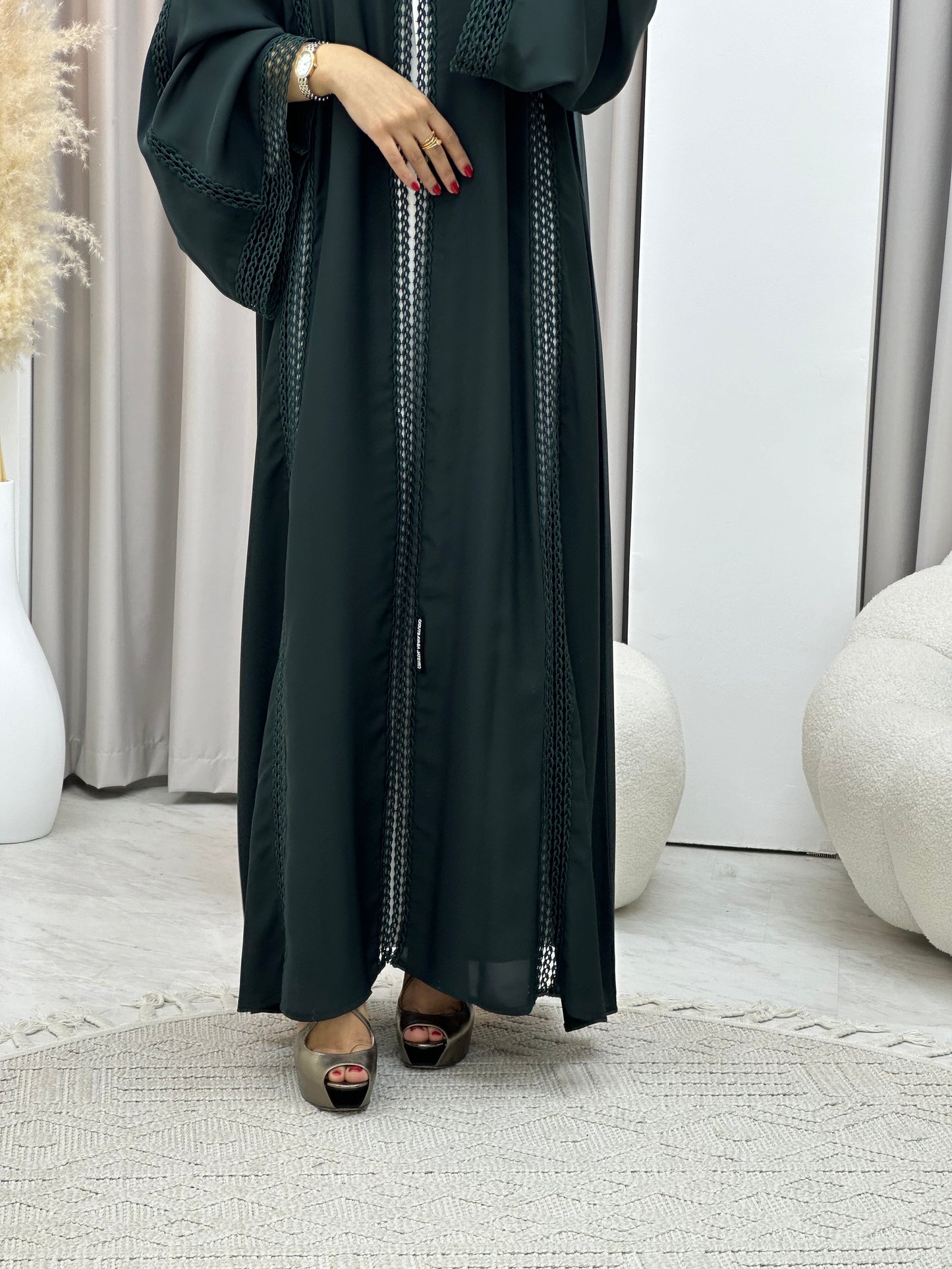 C 0328-02 Green Lace Abaya