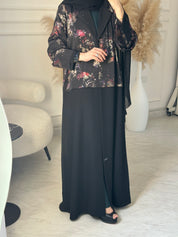 C 1099 Black Printed Coat Abaya