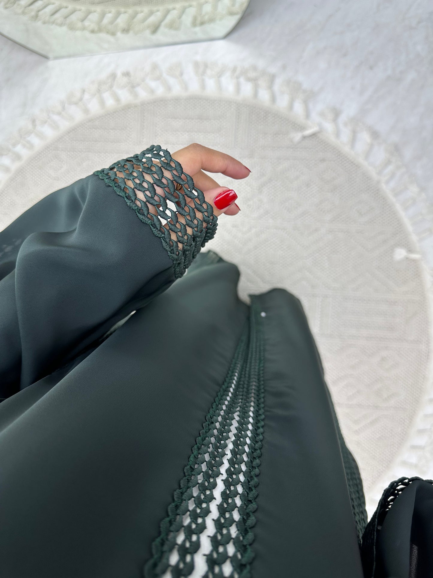 C 0328-02 Green Lace Abaya