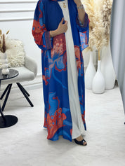C 1291 Blue Coral Printed Abaya