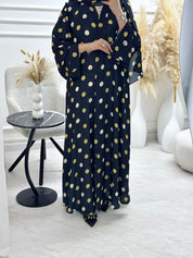 C 1323 Black Polka Dot Printed Abaya