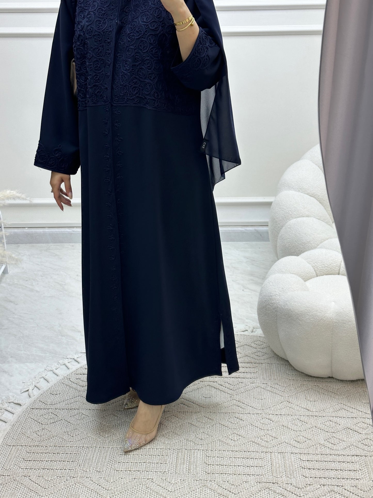 C Ramadan Blue Embroidery Eid Abaya