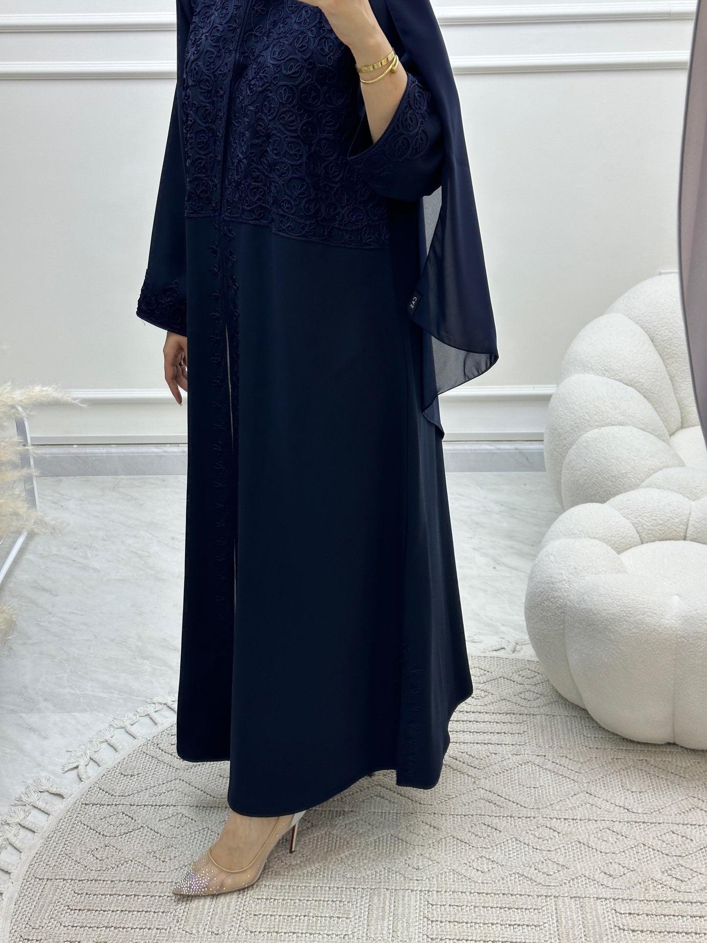 C Ramadan Blue Embroidery Eid Abaya