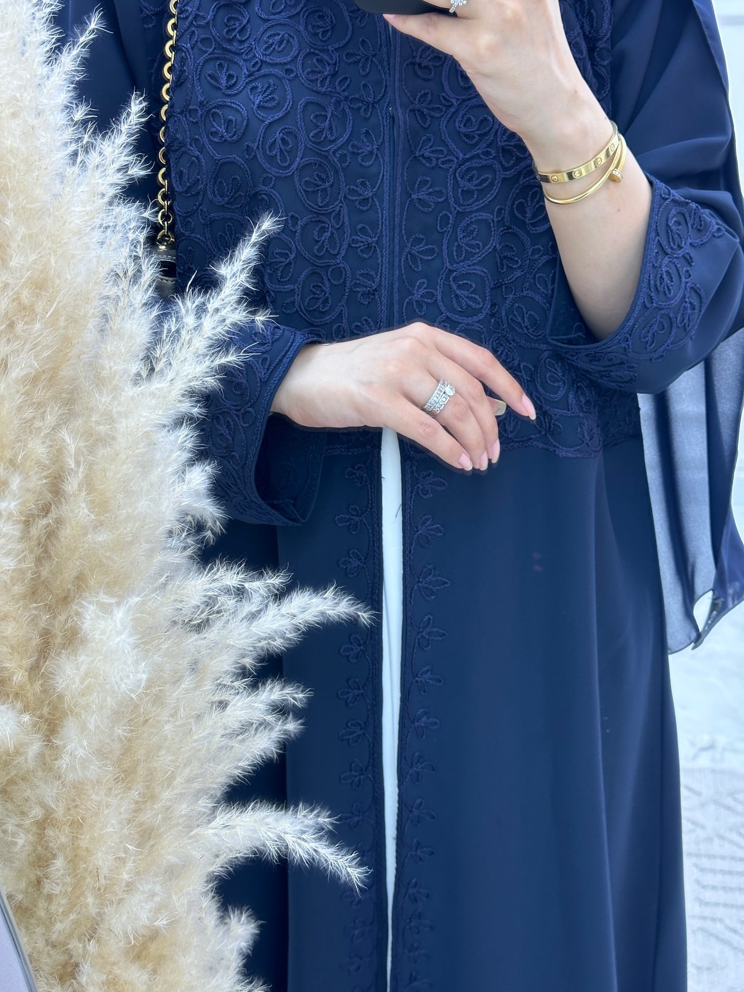 C Ramadan Blue Embroidery Eid Abaya