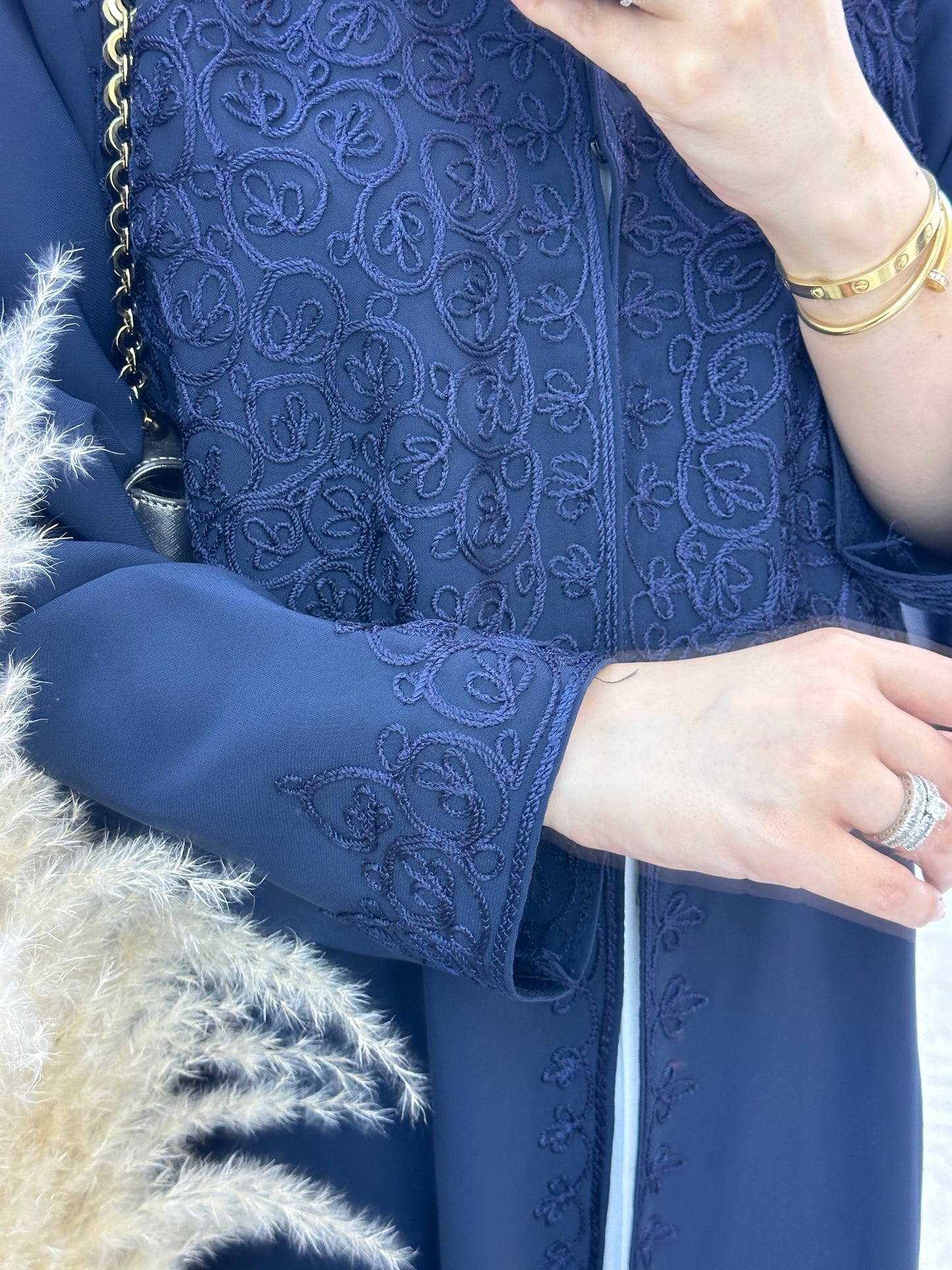 C Ramadan Blue Embroidery Eid Abaya