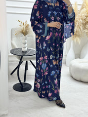 C 1324 Blue Butterfly Printed Abaya