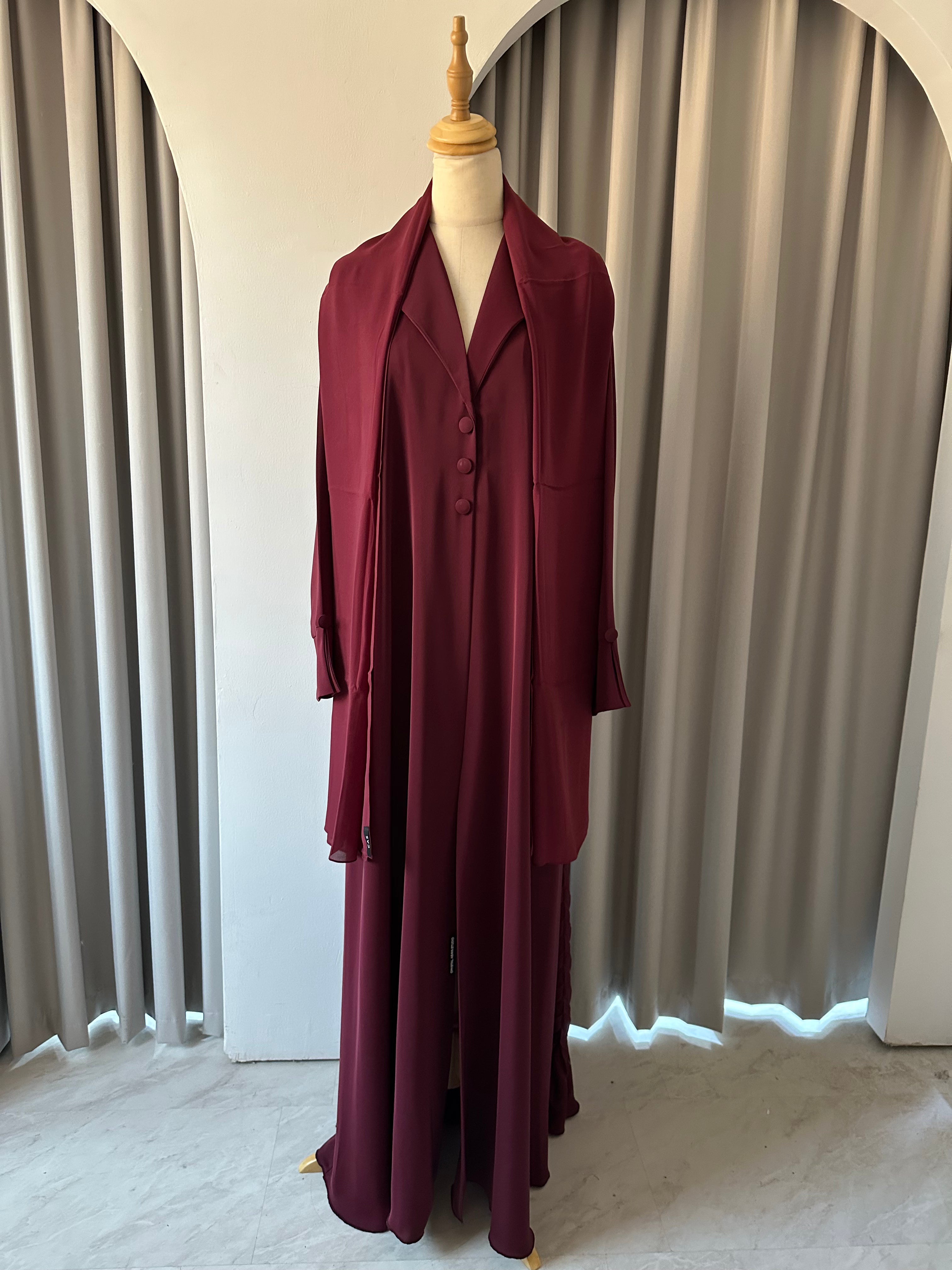 C 1384-02 Maroon Coat Abaya