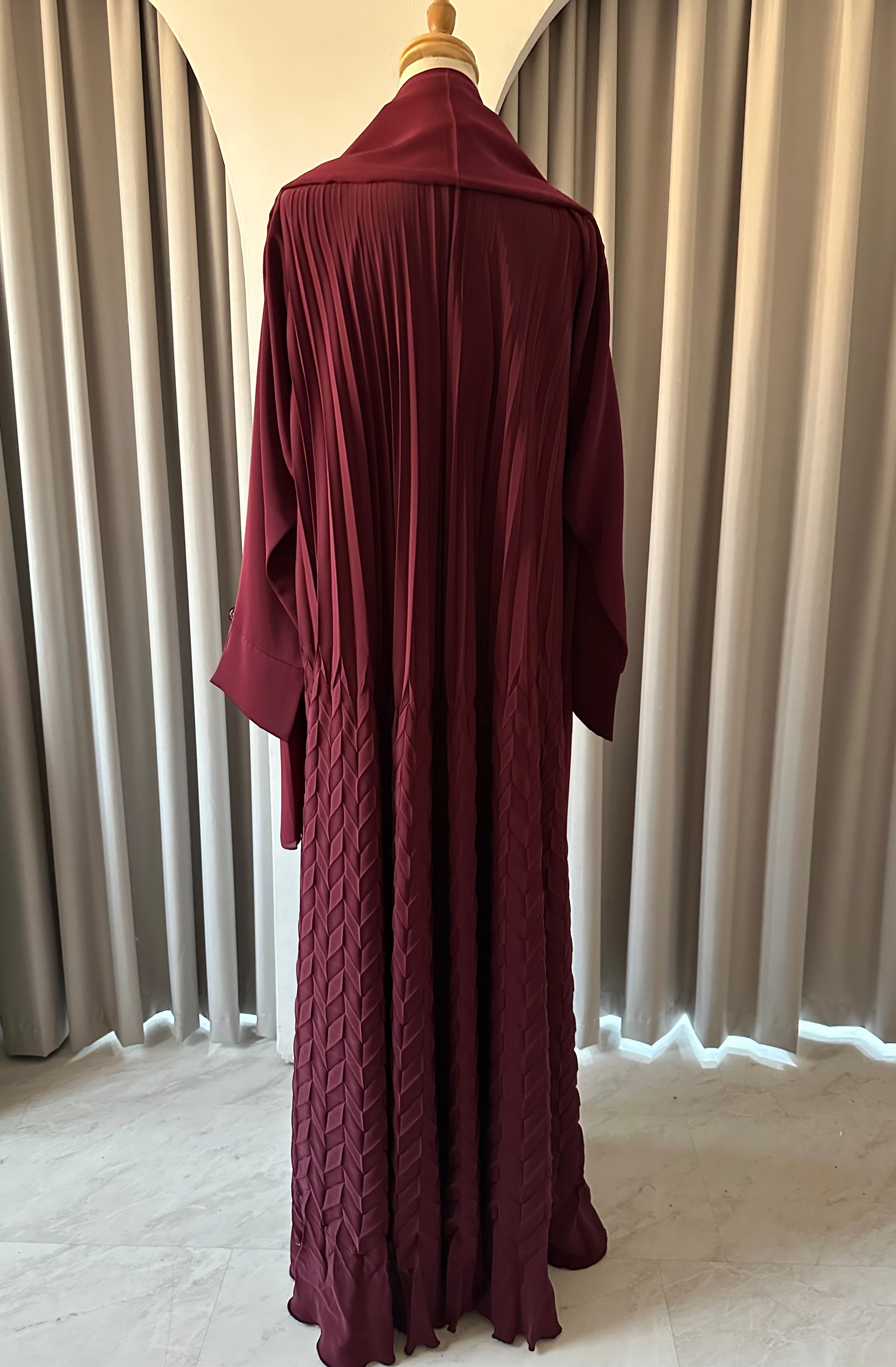 C 1384-02 Maroon Coat Abaya