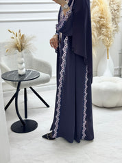 C 1325 Deep Purple Floral Abaya