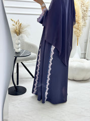 C 1325 Deep Purple Floral Abaya