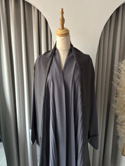 C 1517-12 Grey Premium Nada Pleated Abaya
