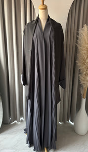 C 1517-12 Grey Premium Nada Pleated Abaya