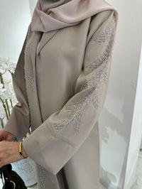 C Summer Satin Beadwork Beige Abaya - XS / 49
