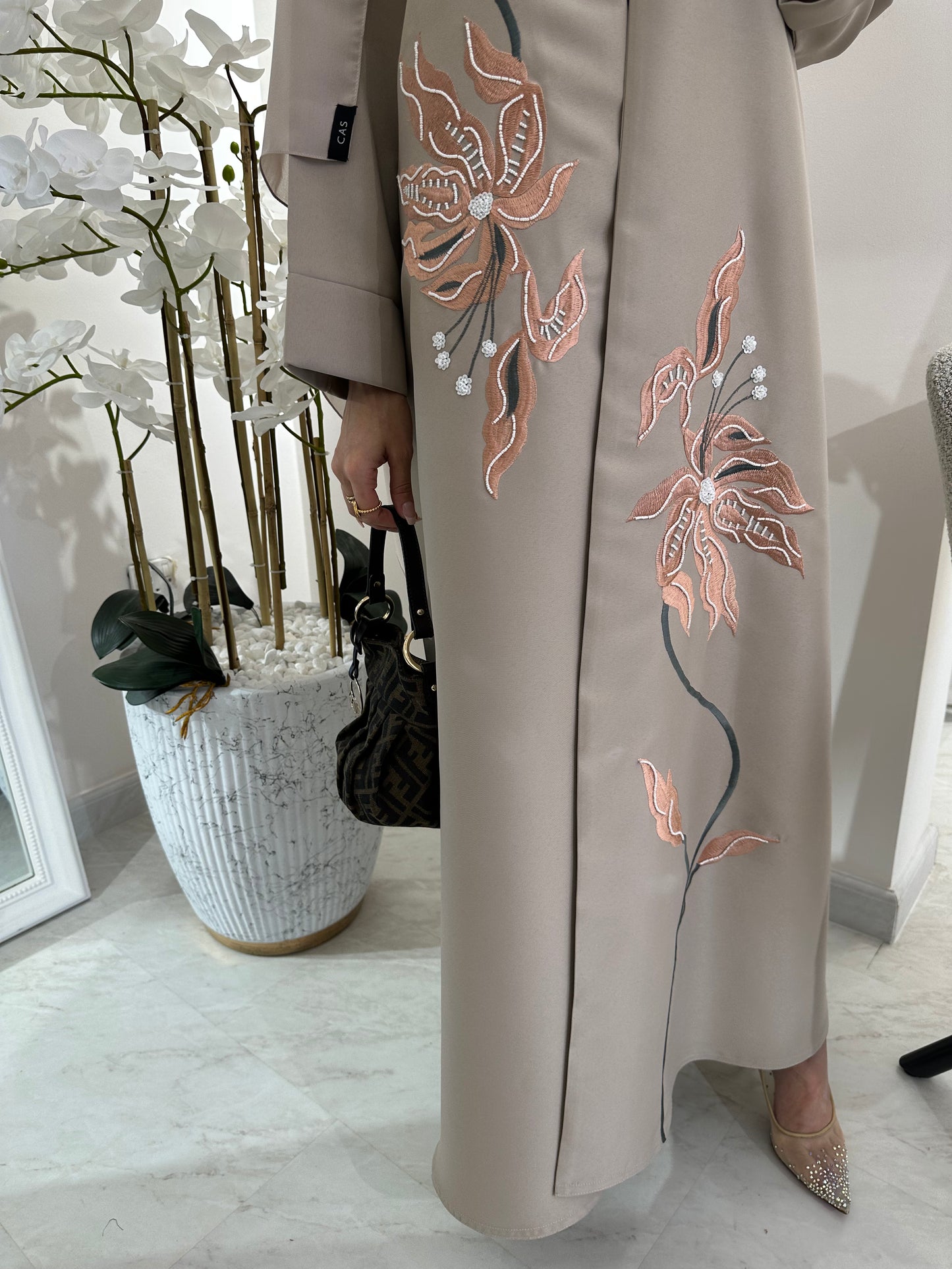 C Summer Satin Embroidery Abaya