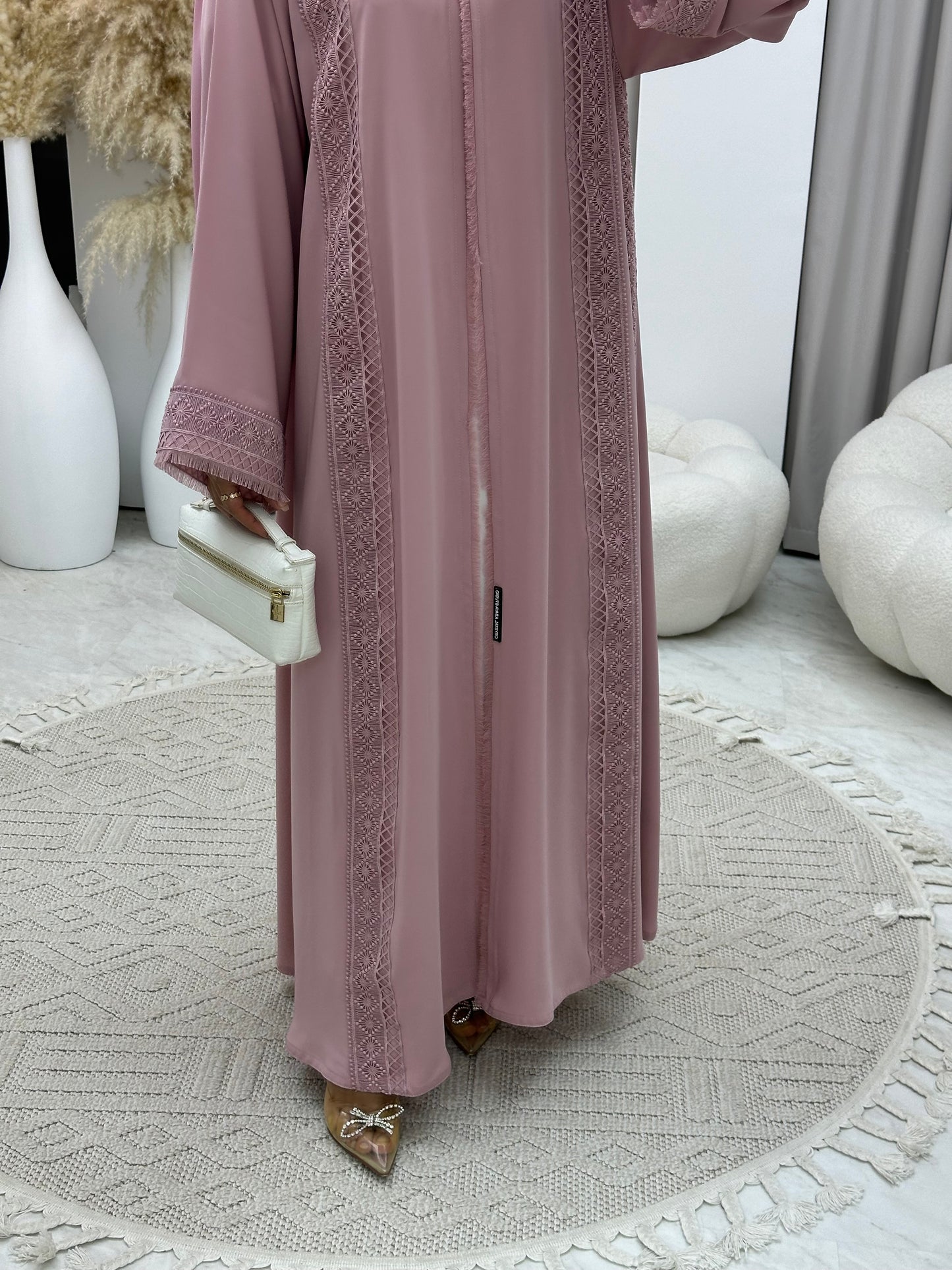 C 0154 Pink Lace Abaya