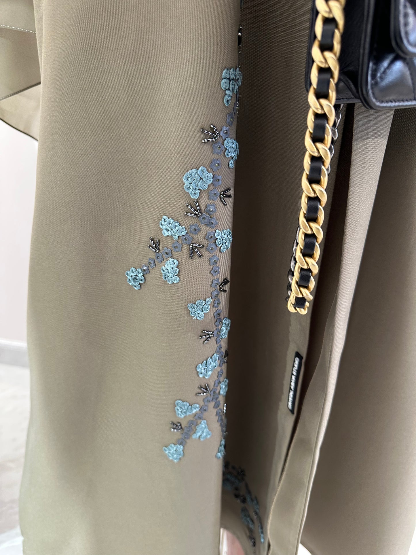 C Summer Beige Blue Floral Abaya