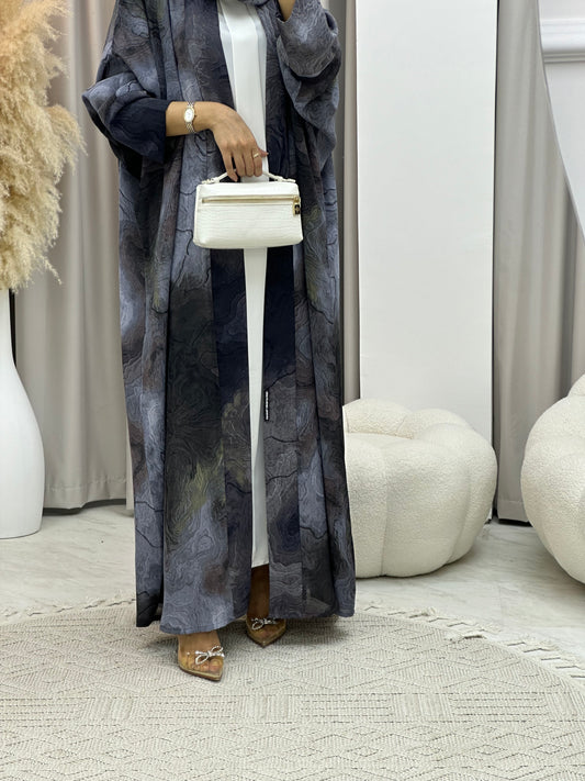 C 0152-01 Light Grey Marble Abaya