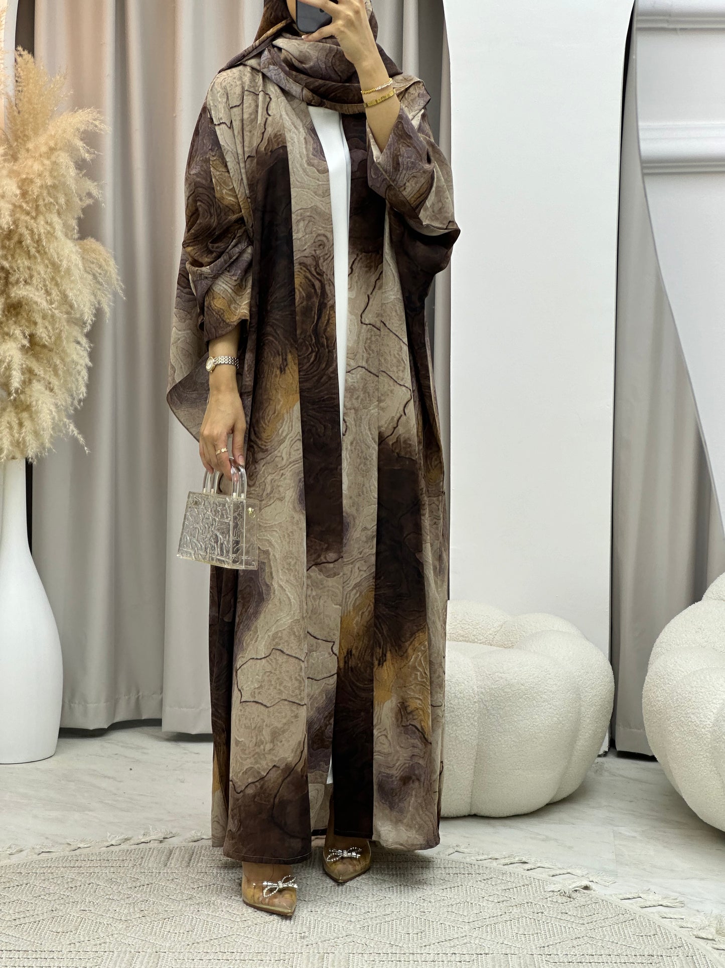 C 0152-02 Brown Marble Abaya