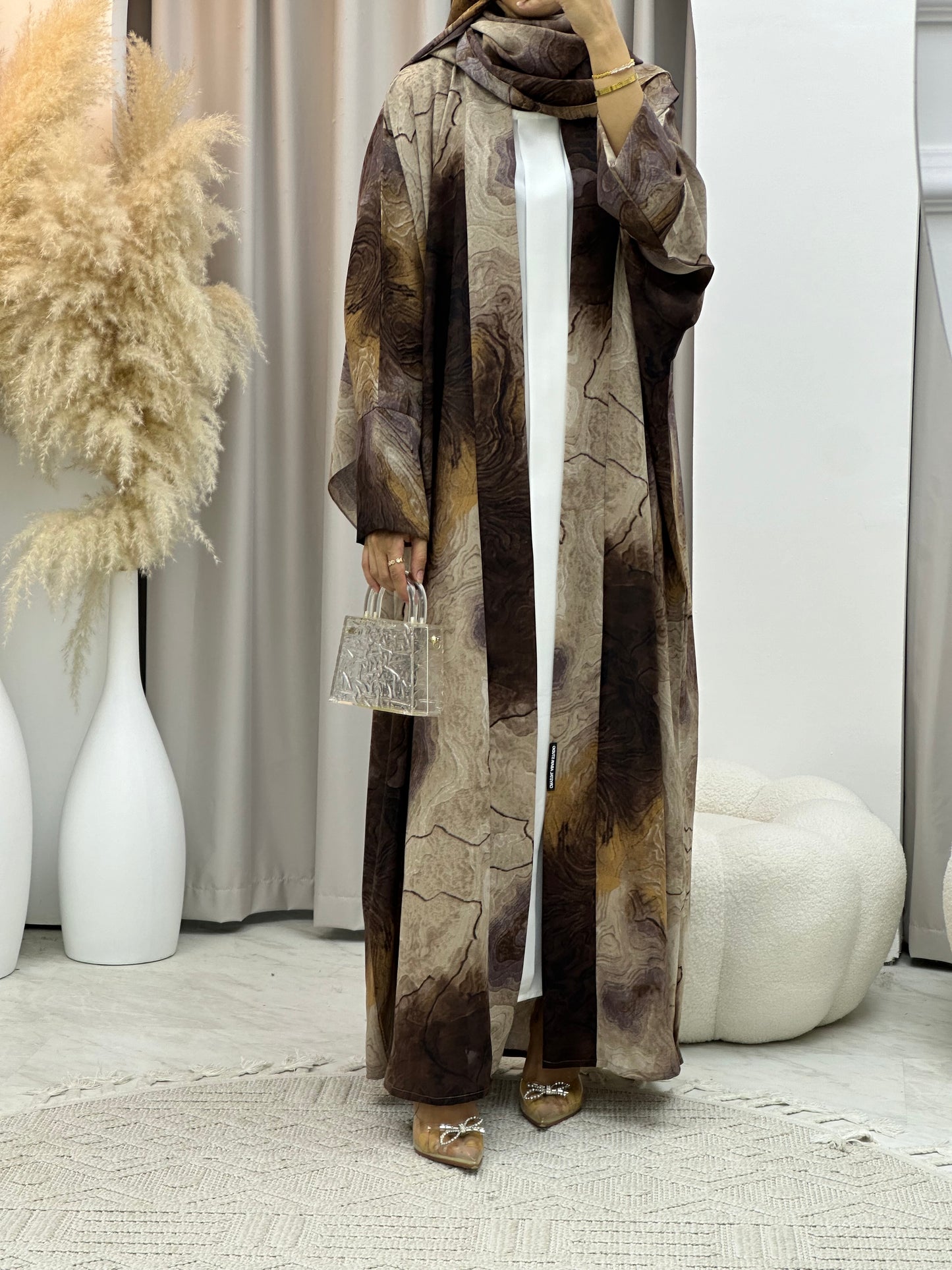 C 0152-02 Brown Marble Abaya