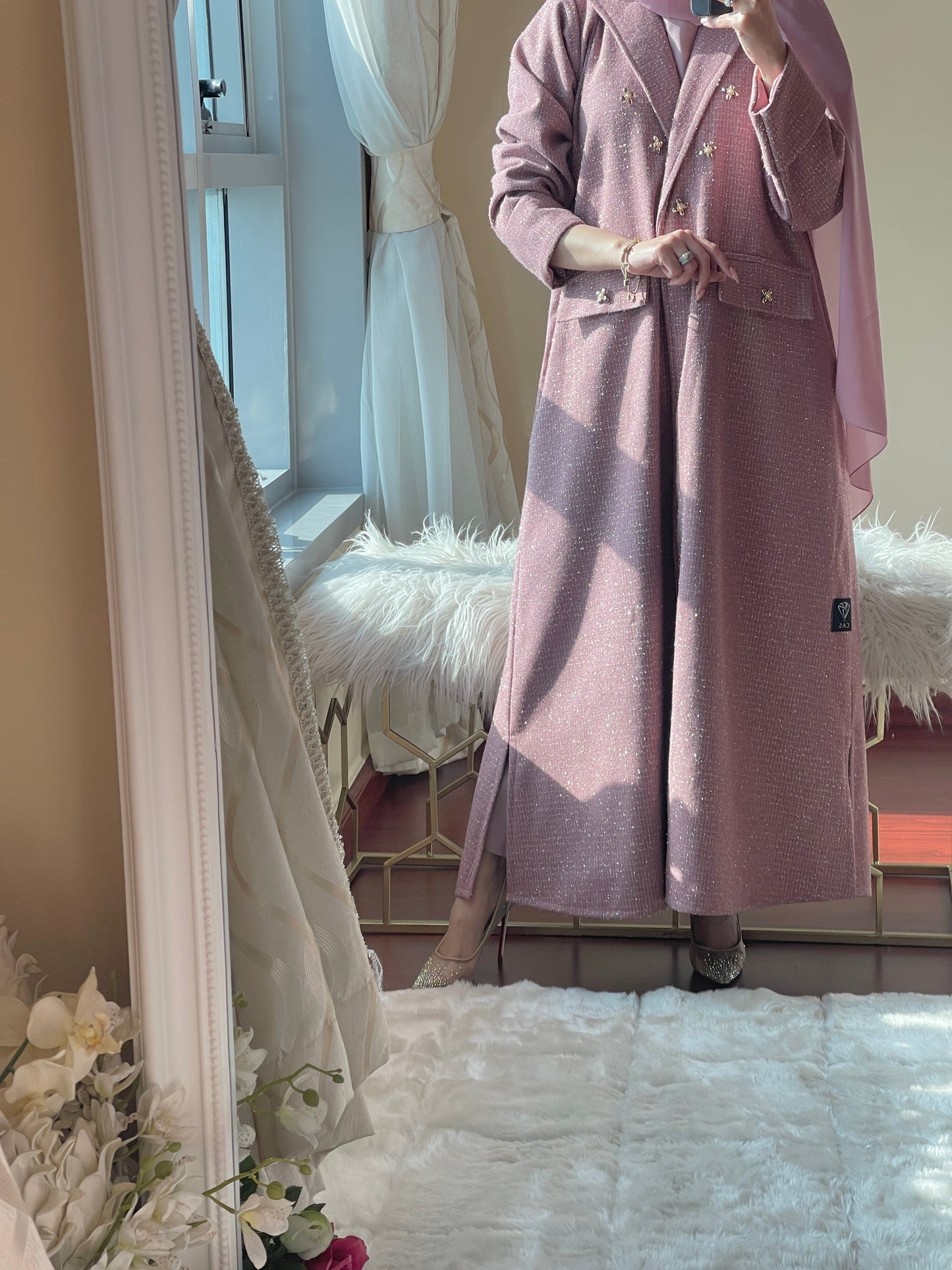 C-RTW-Pink-Gold-Tweed-Abaya-2023-Set