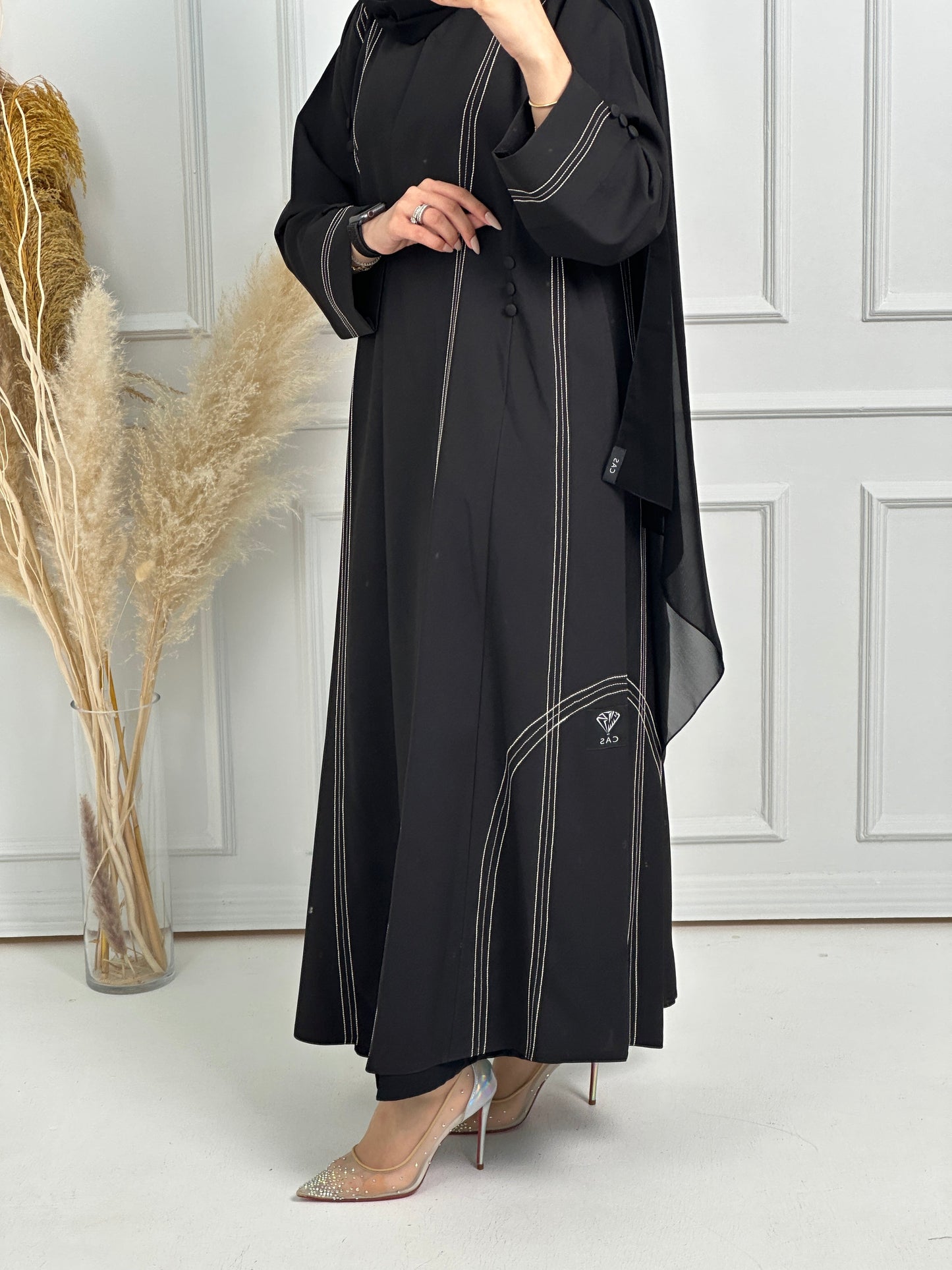 C RTW Black Work Abaya Set 177