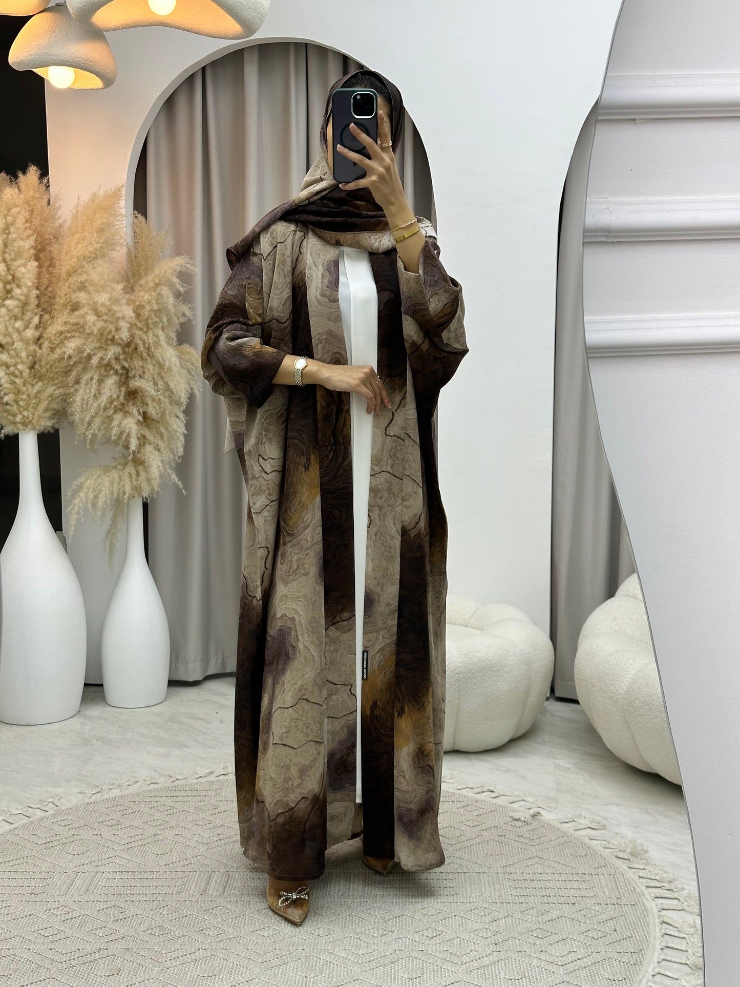 C 0152-02 Brown Marble Abaya