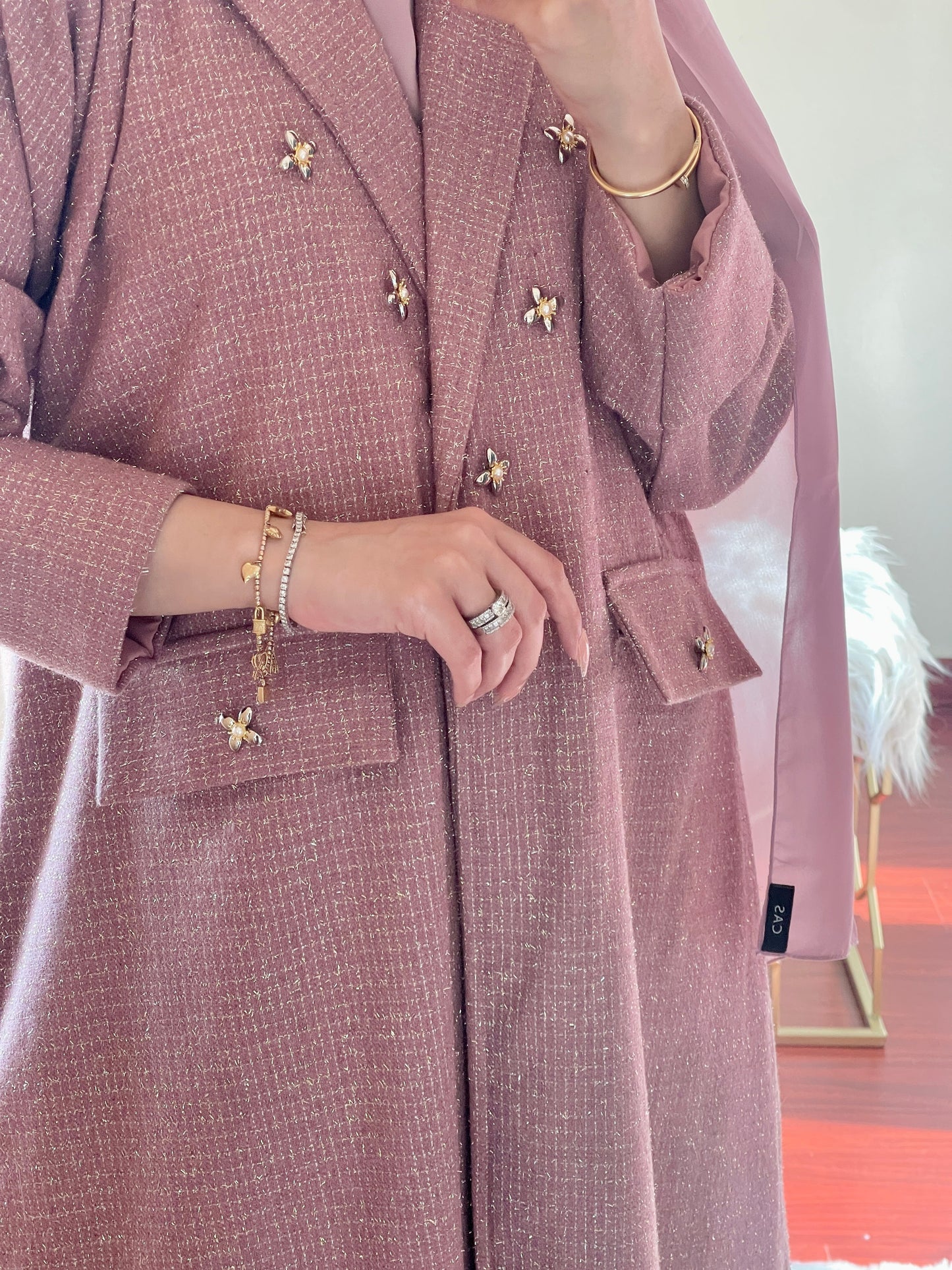 C-RTW-Pink-Gold-Tweed-Abaya-2023-Set