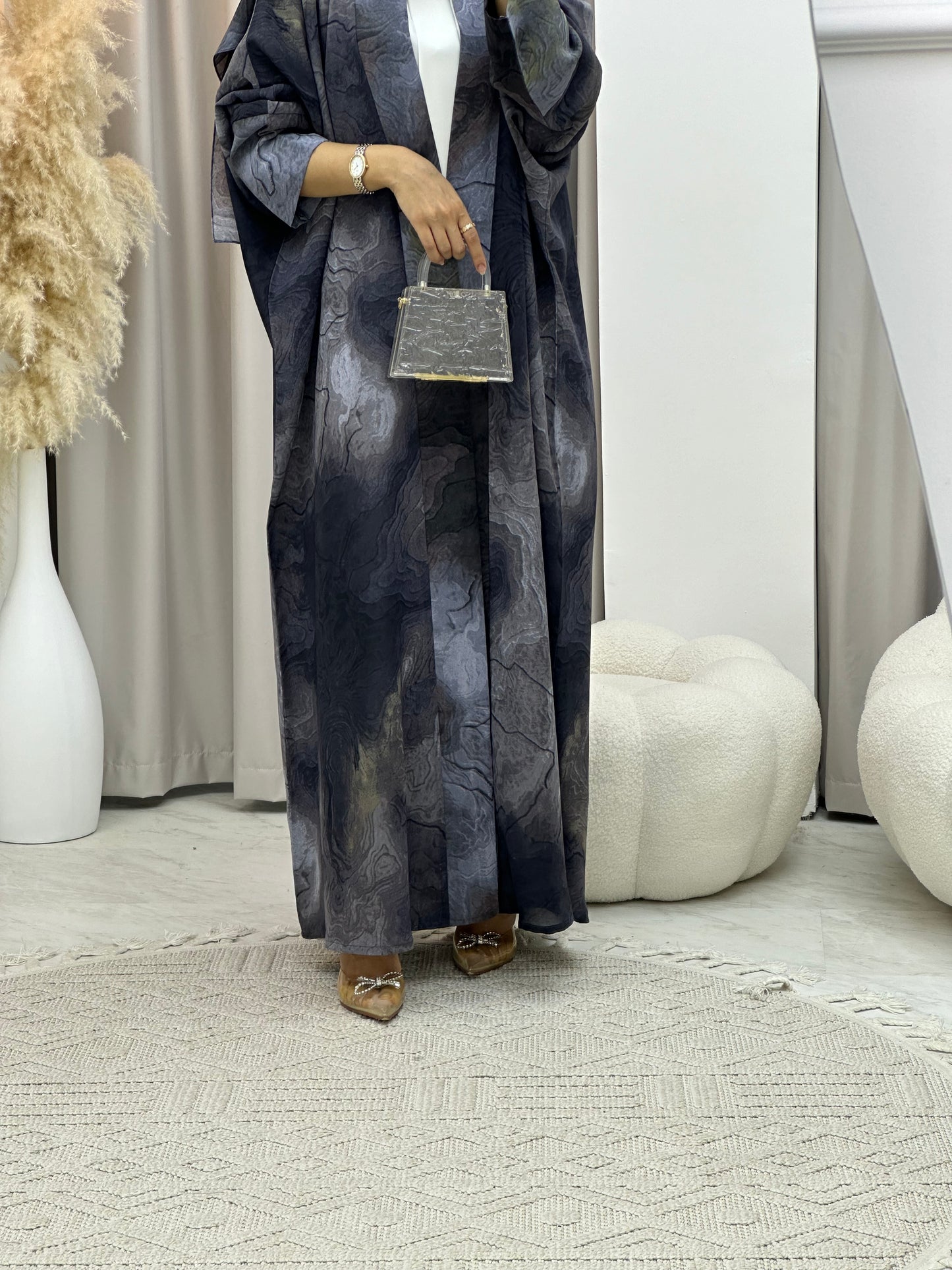 C 0152-04 Dark Grey Marble Abaya