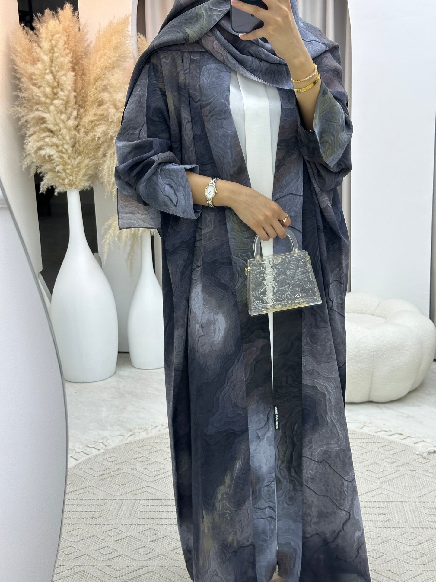 C 0152-04 Dark Grey Marble Abaya