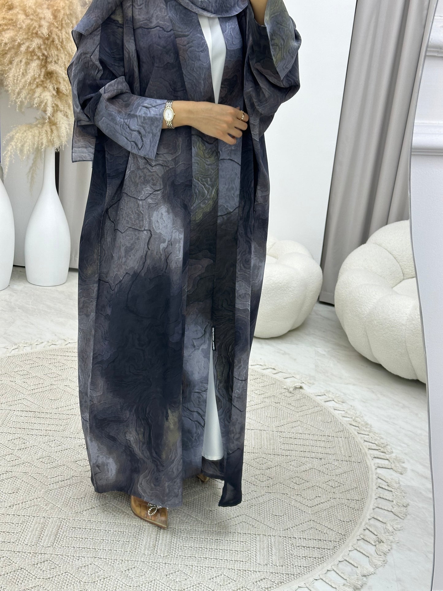 C 0152-04 Dark Grey Marble Abaya