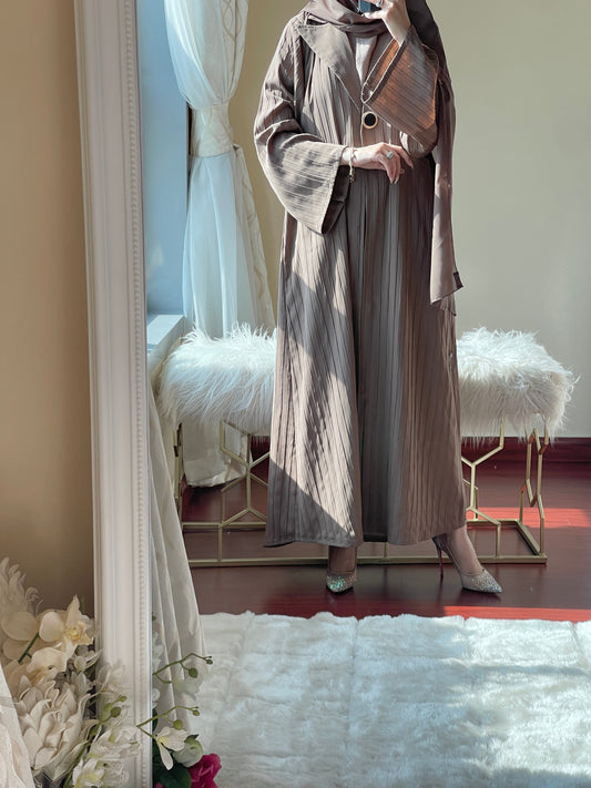 C-RTW-LightBrown-Striped-Coat-Abaya-Set