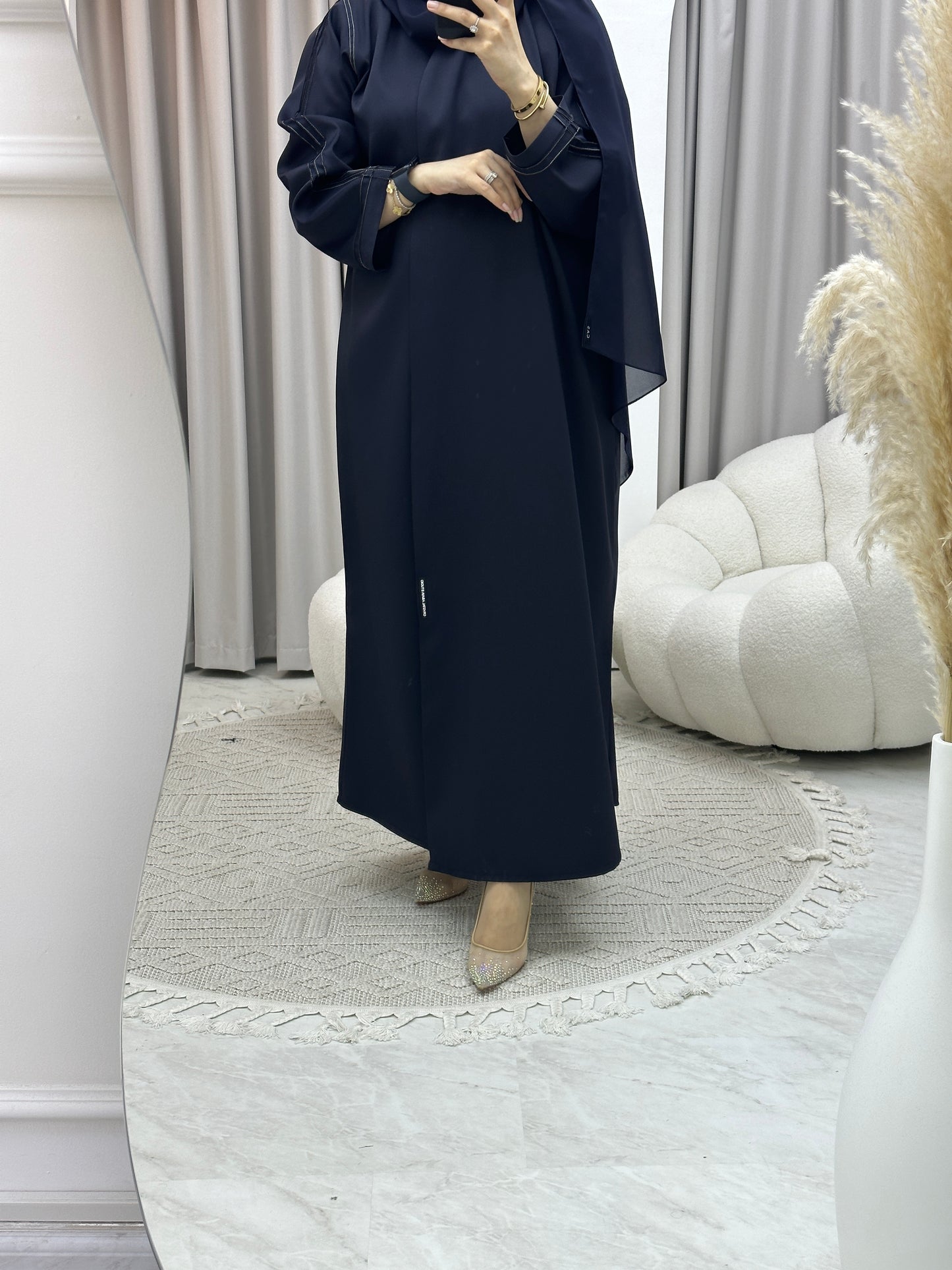 C Overlap Bisht Blue Abaya