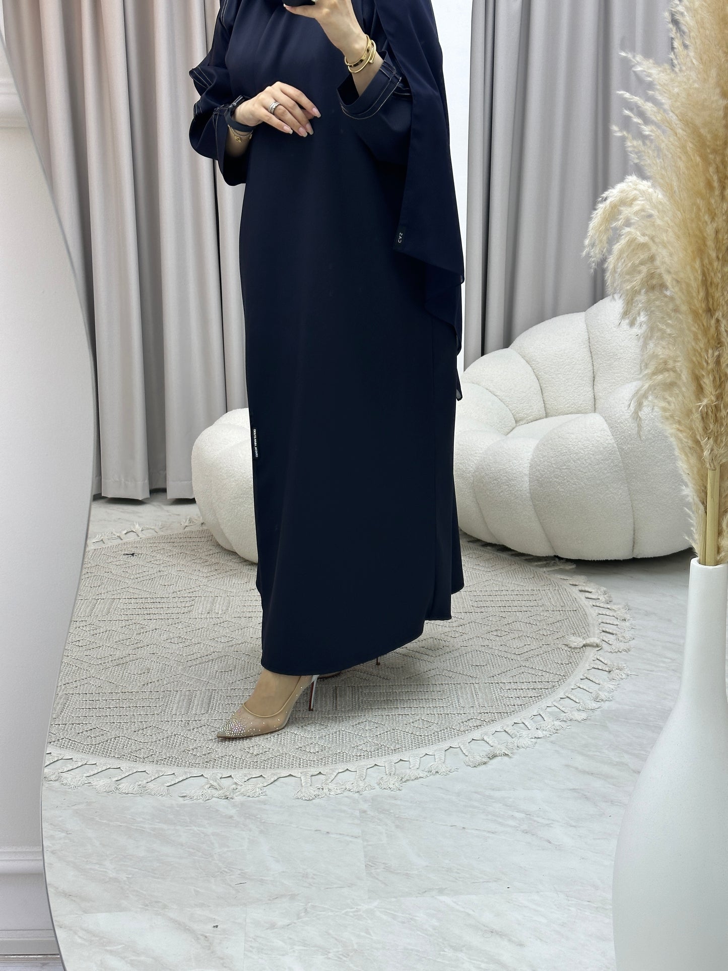 C Overlap Bisht Blue Abaya