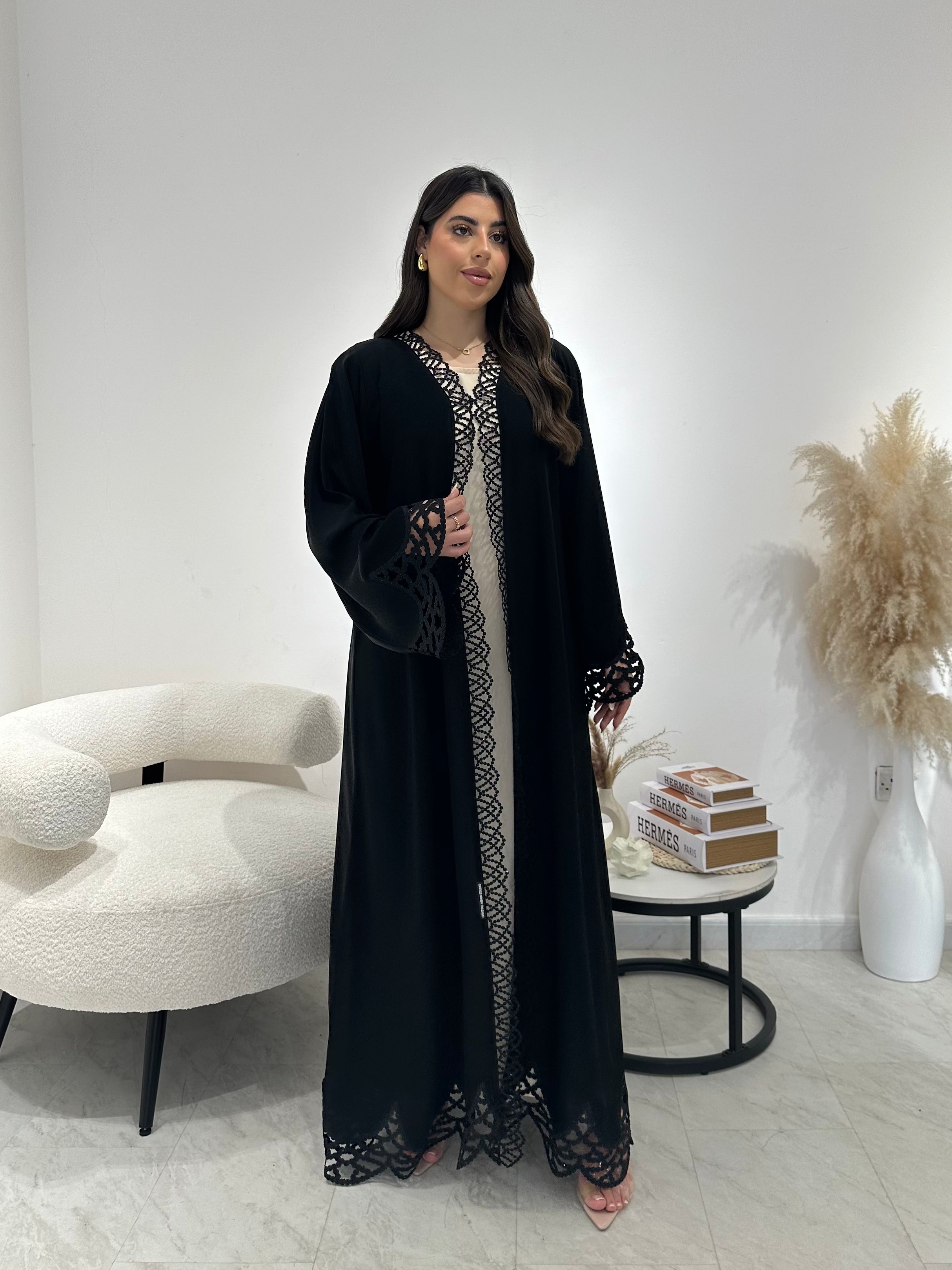 C 1317 Black Lace Abaya