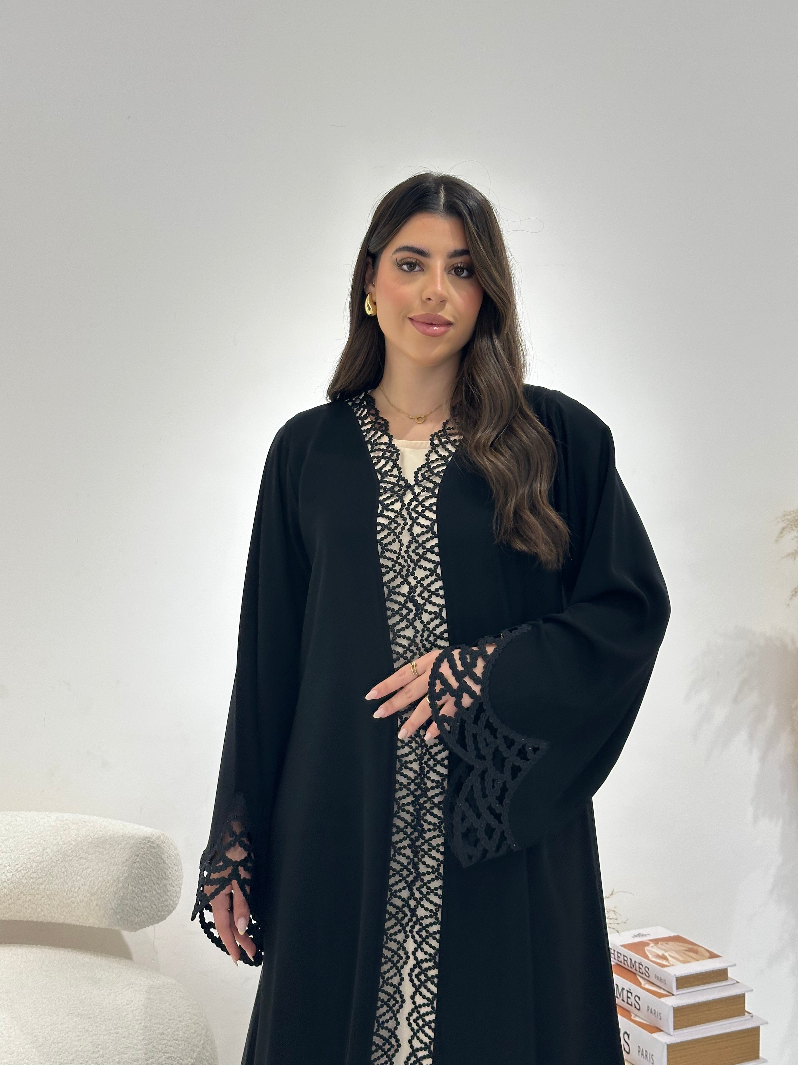 C 1317 Black Lace Abaya