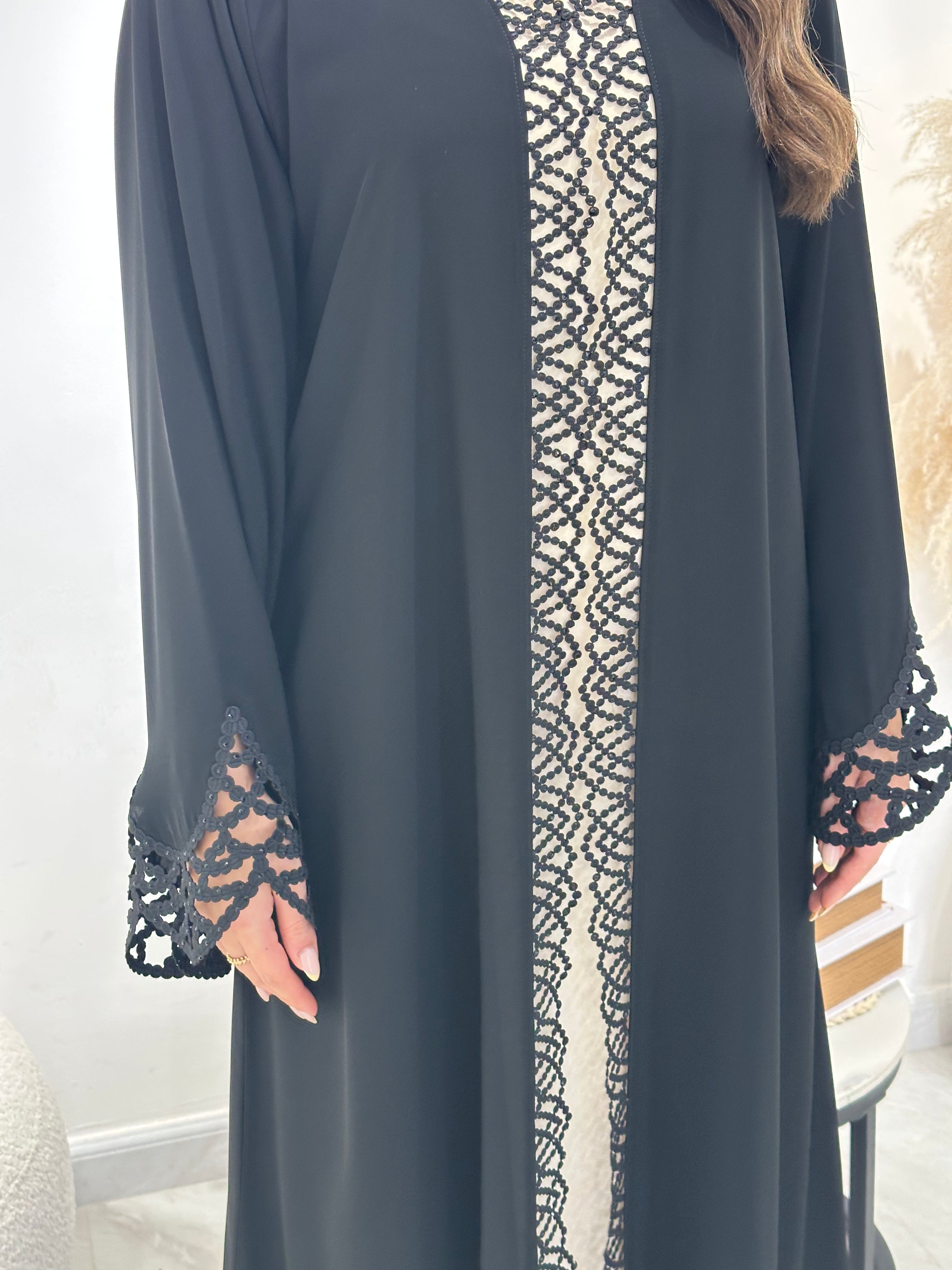 C 1317 Black Lace Abaya