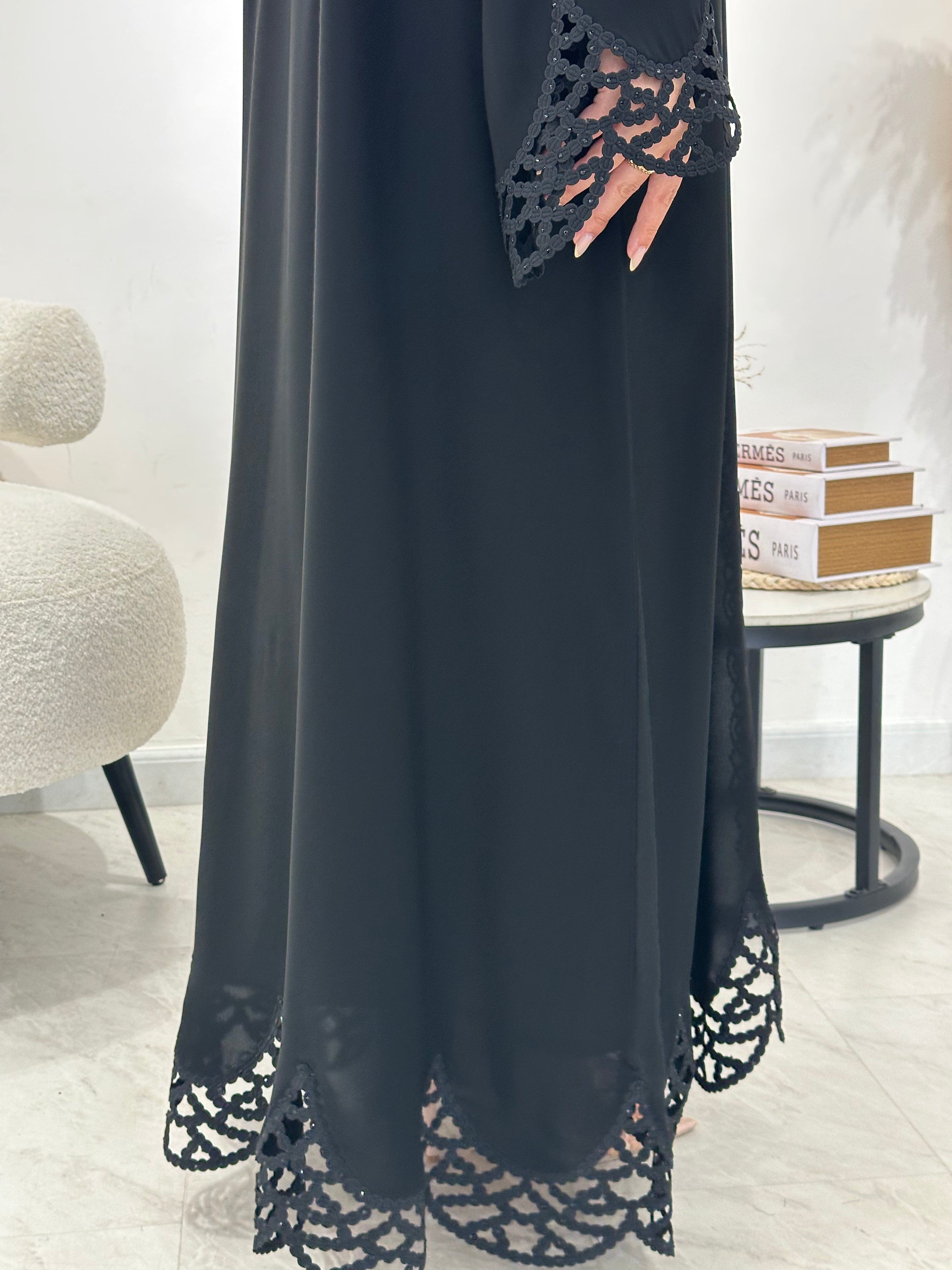 C 1317 Black Lace Abaya