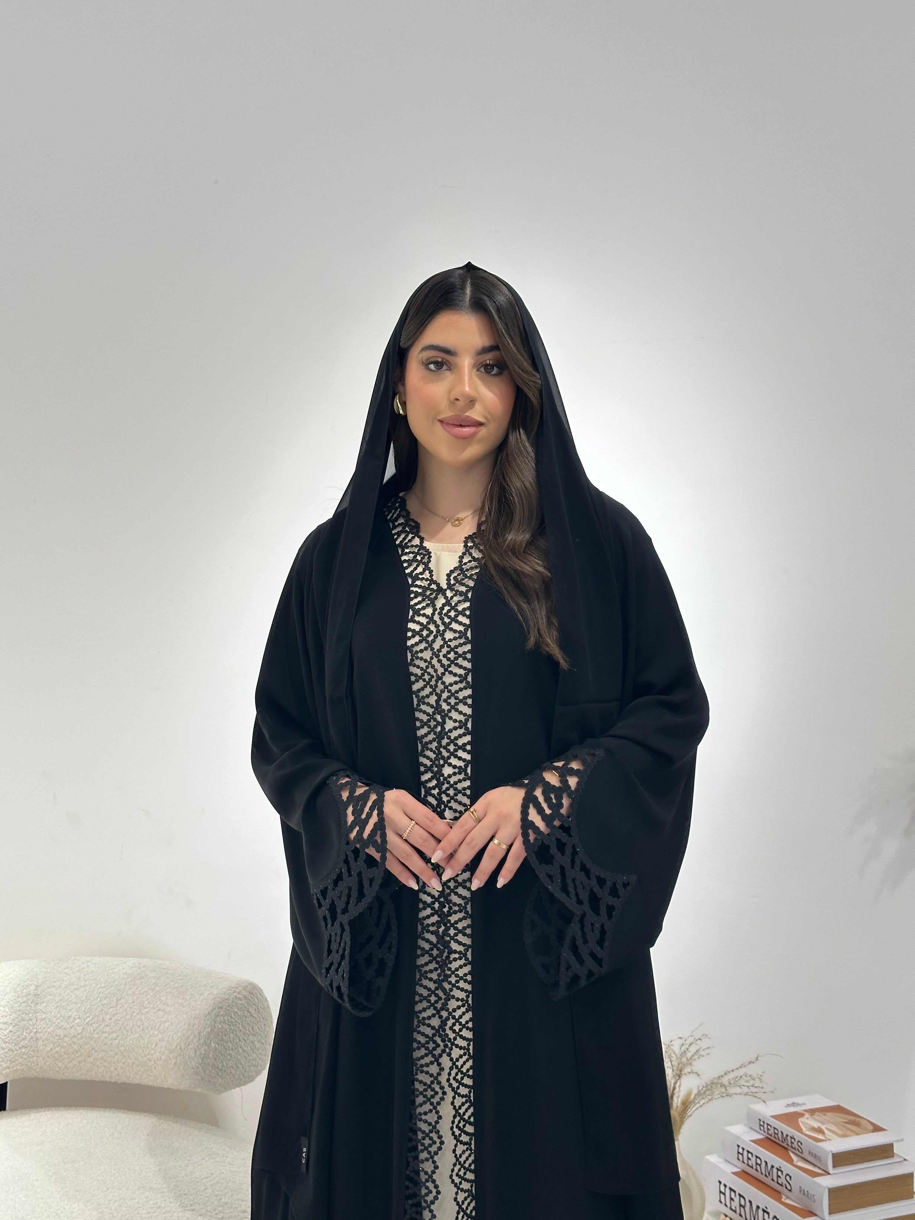 C 1317 Black Lace Abaya