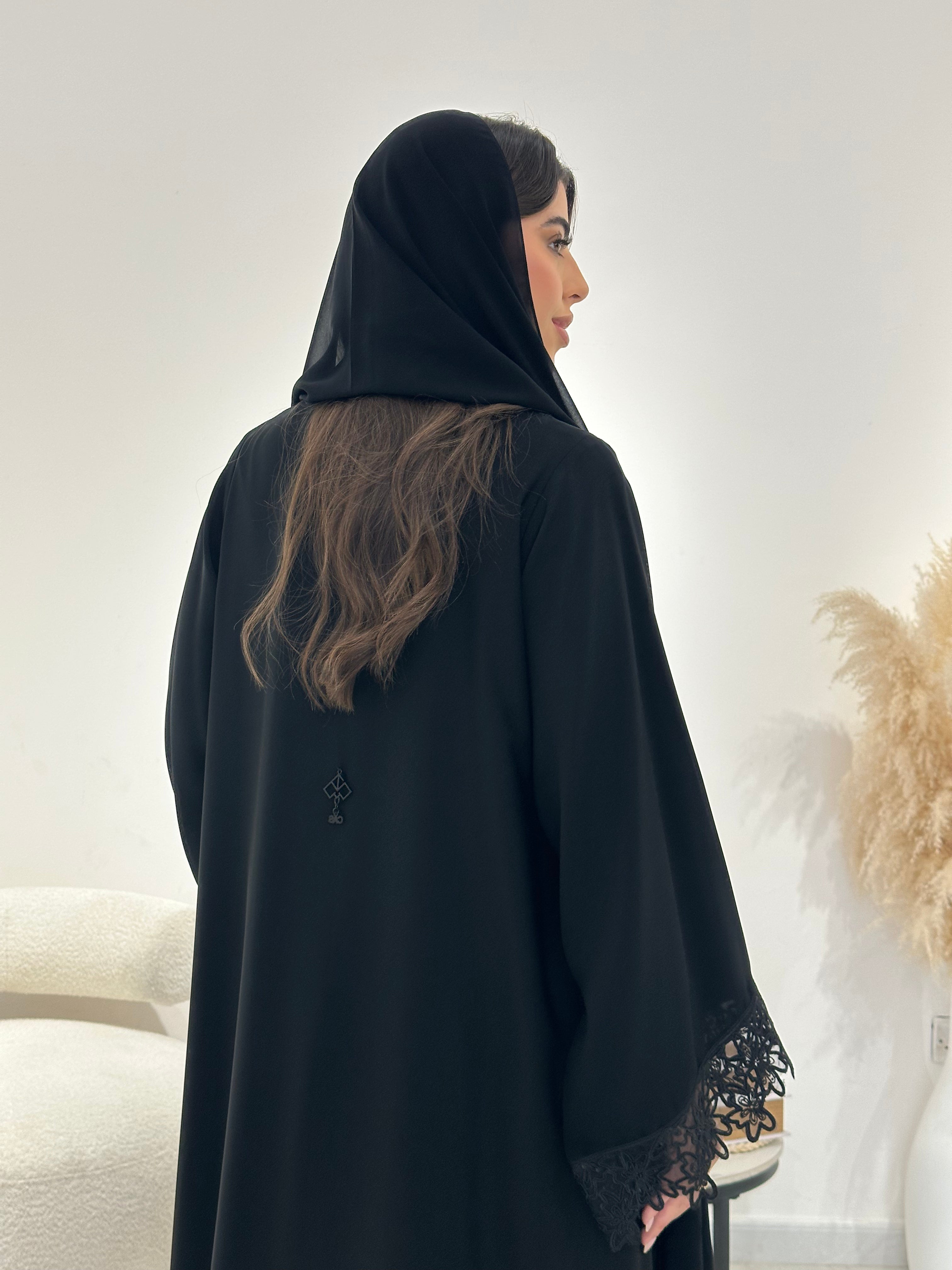 C 1318 Black Lace Abaya