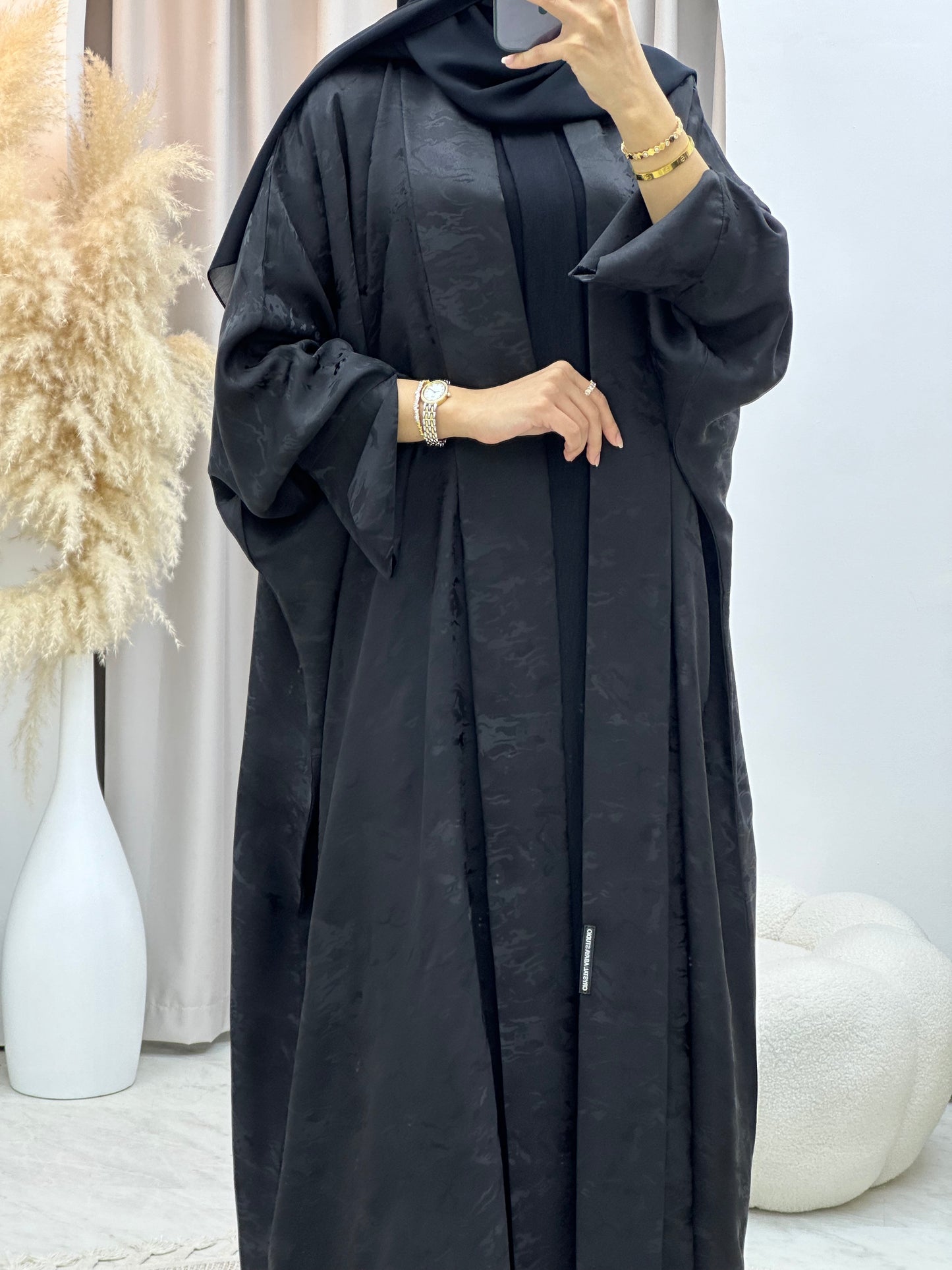 C 0158-01 Black Camo Bisht Abaya