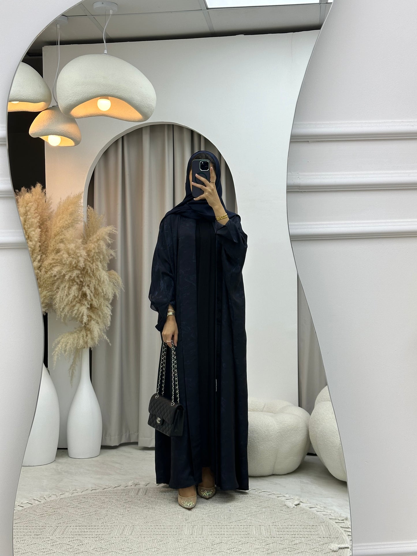 C 0158-05 Navy Blue Camo Bisht Abaya