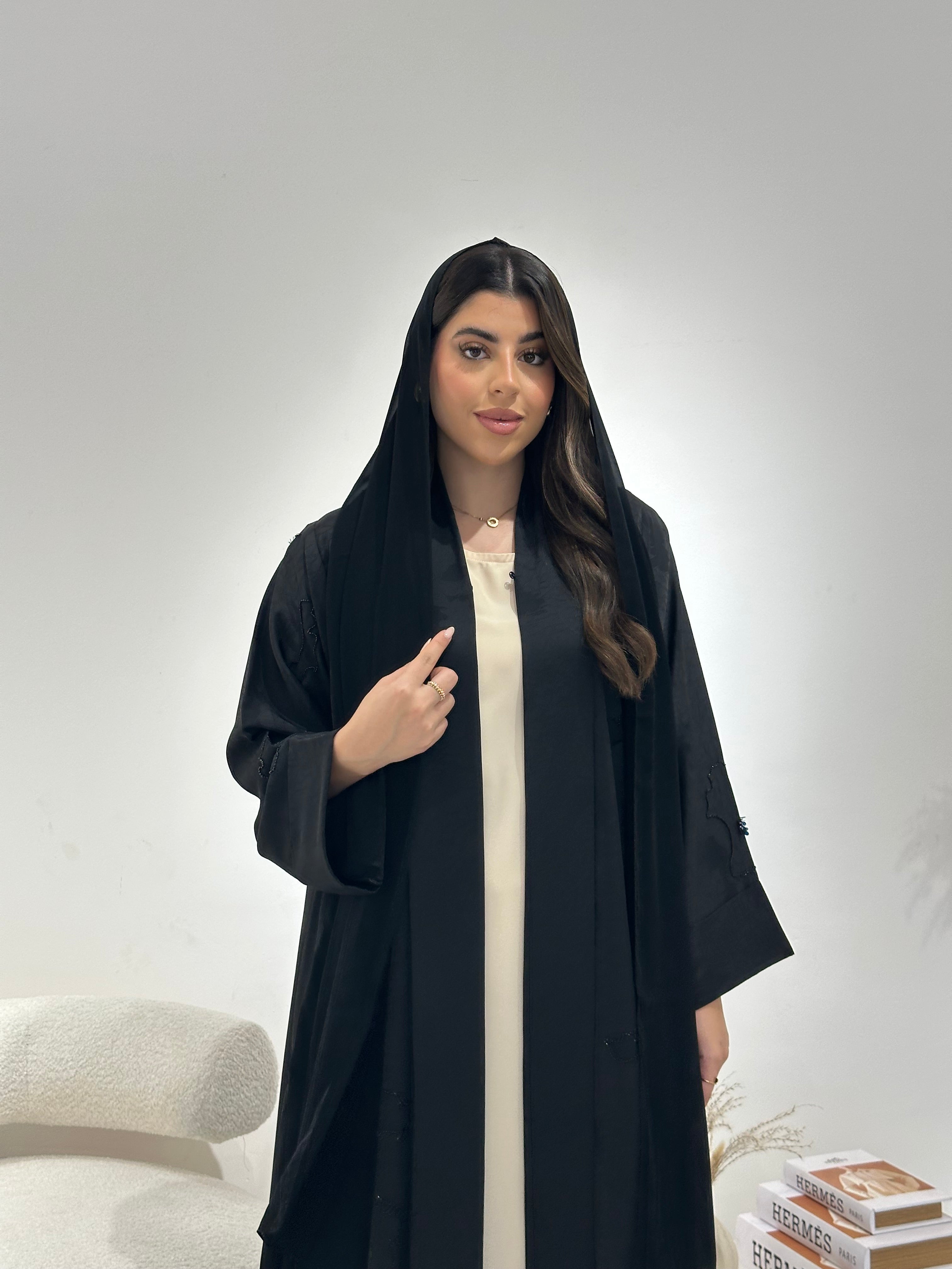 C 1312 Black Beaded Abaya