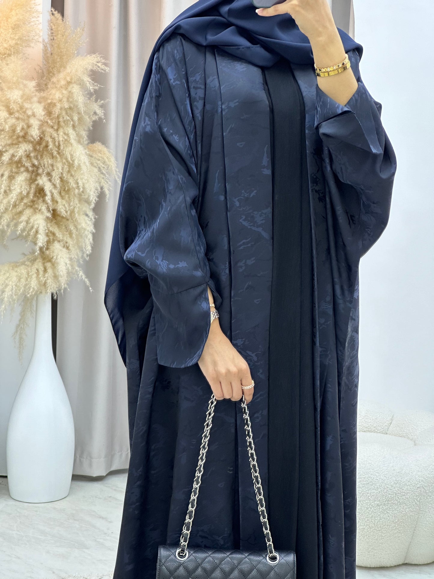 C 0158-05 Navy Blue Camo Bisht Abaya