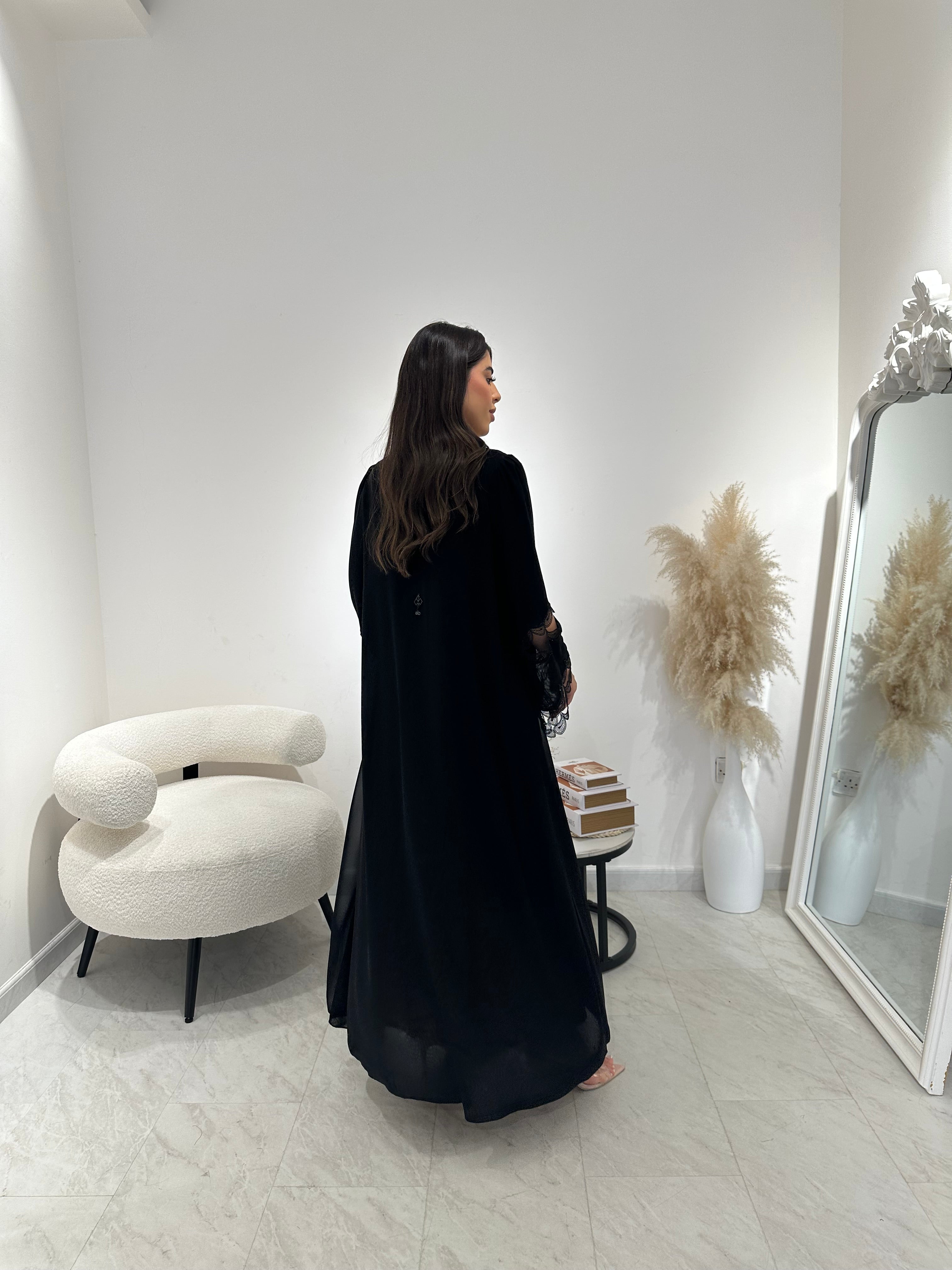 C 1314 Black Lace Abaya