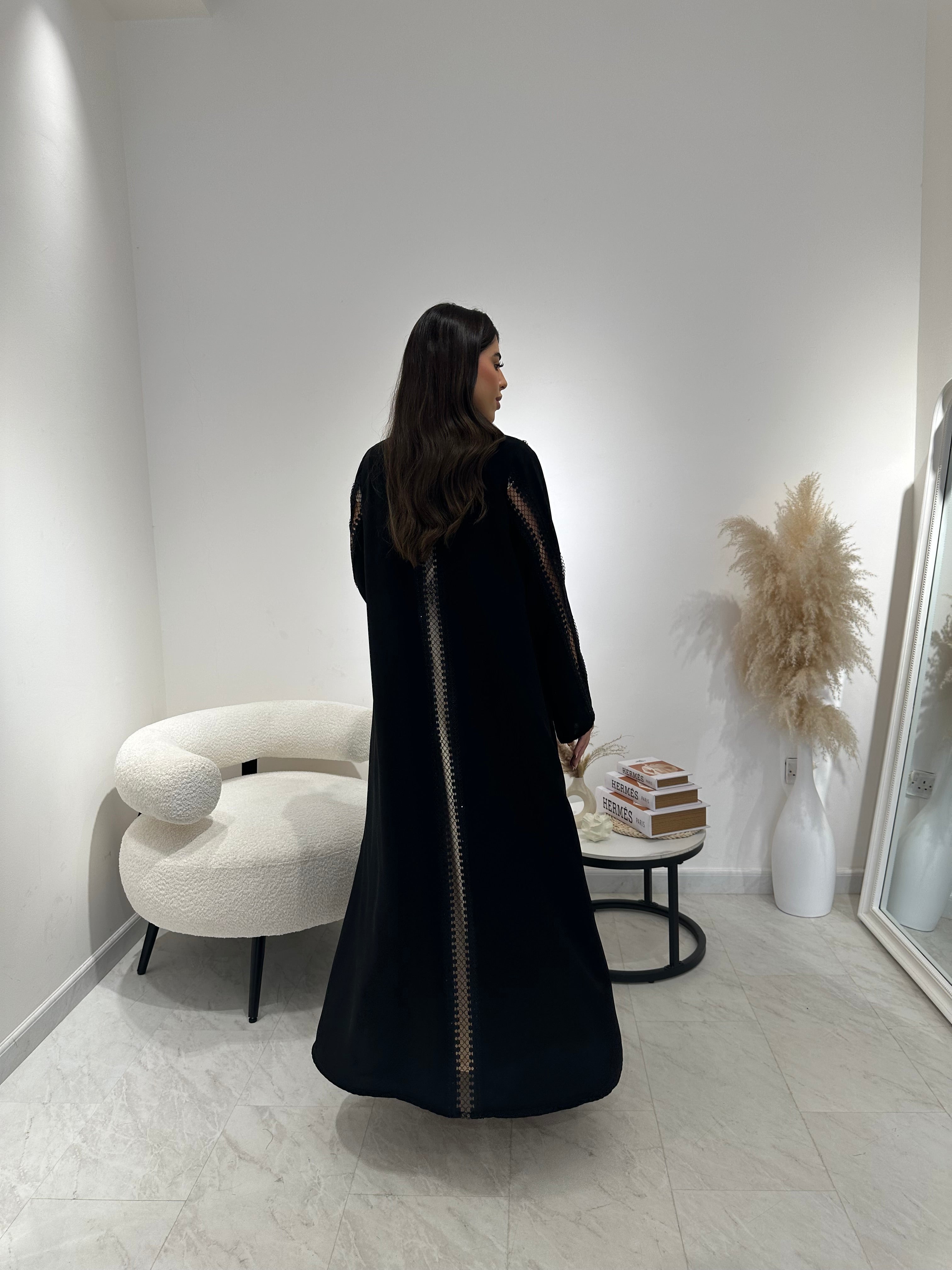 C 1315 Black Lace Abaya