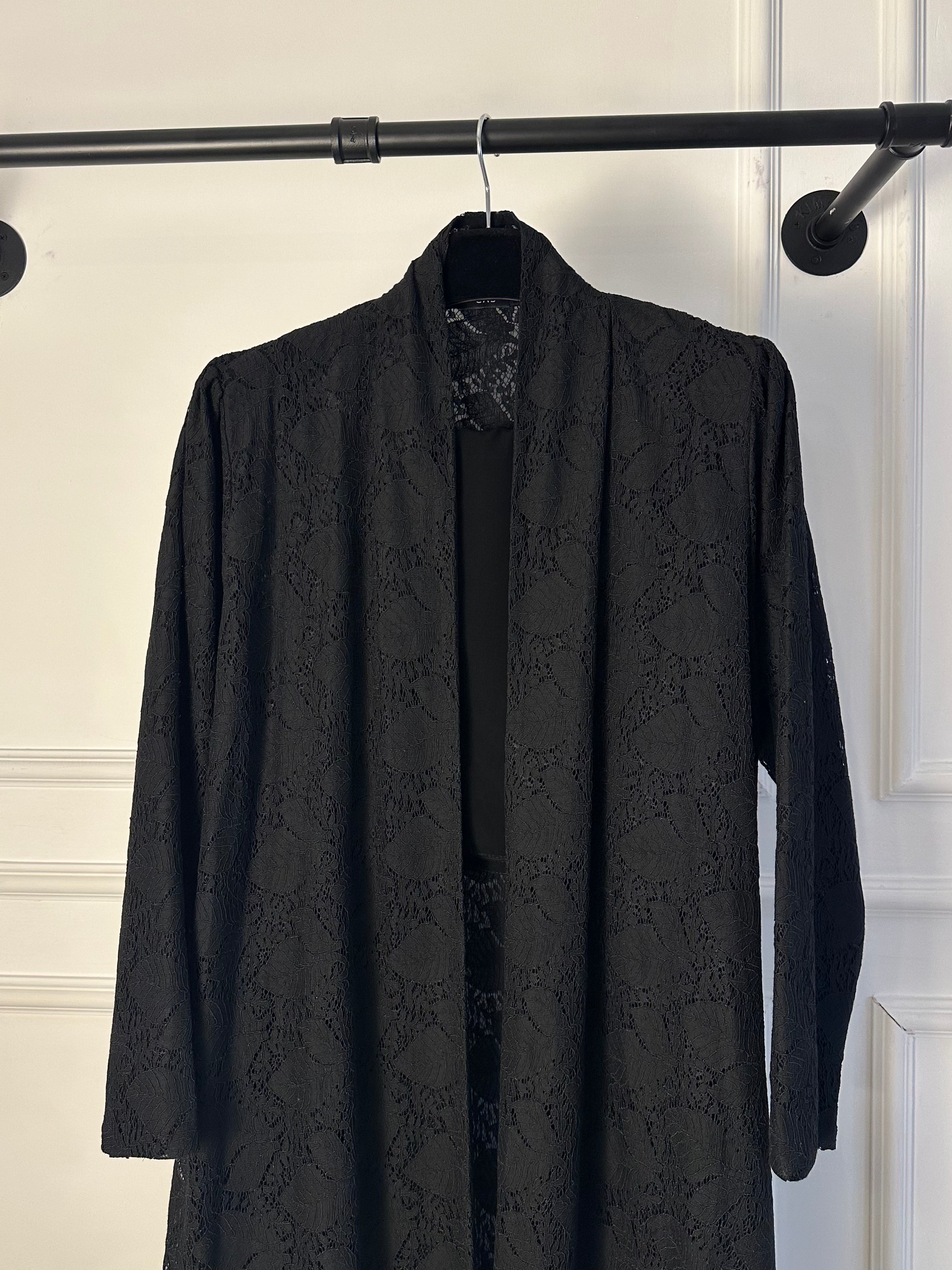 C 1782-02 Black Dantel Abaya