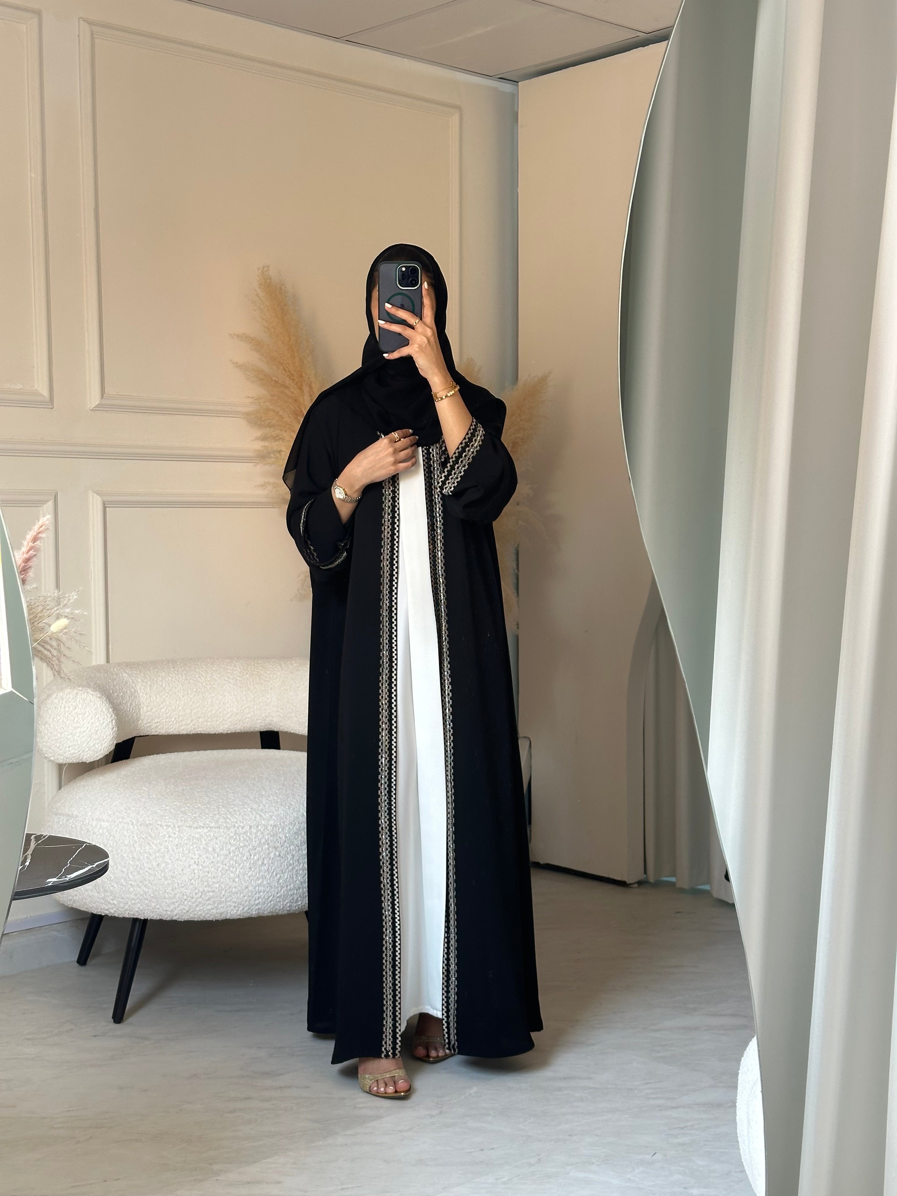 C 0858 Black Beaded Abaya