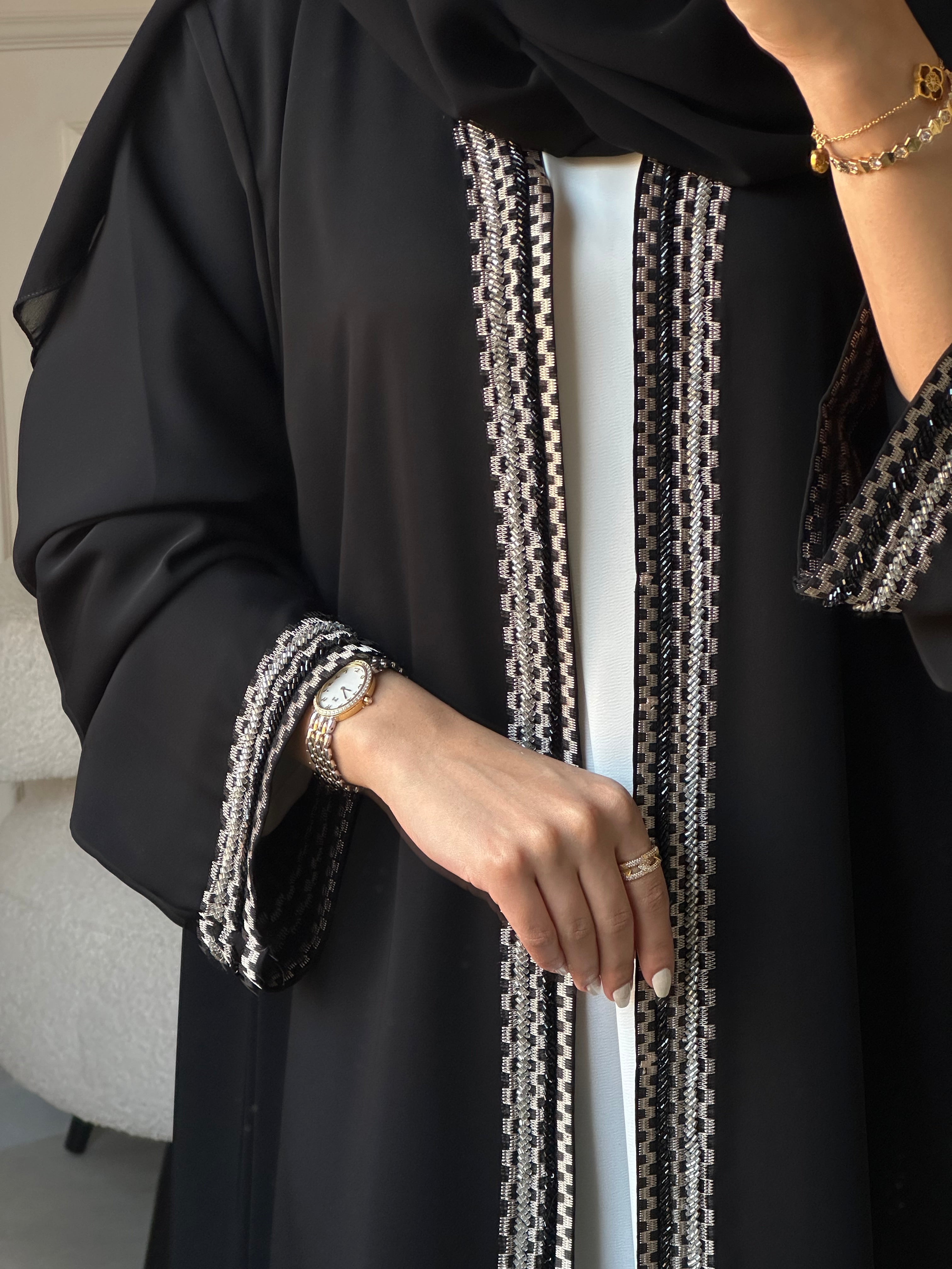 C 0858 Black Beaded Abaya