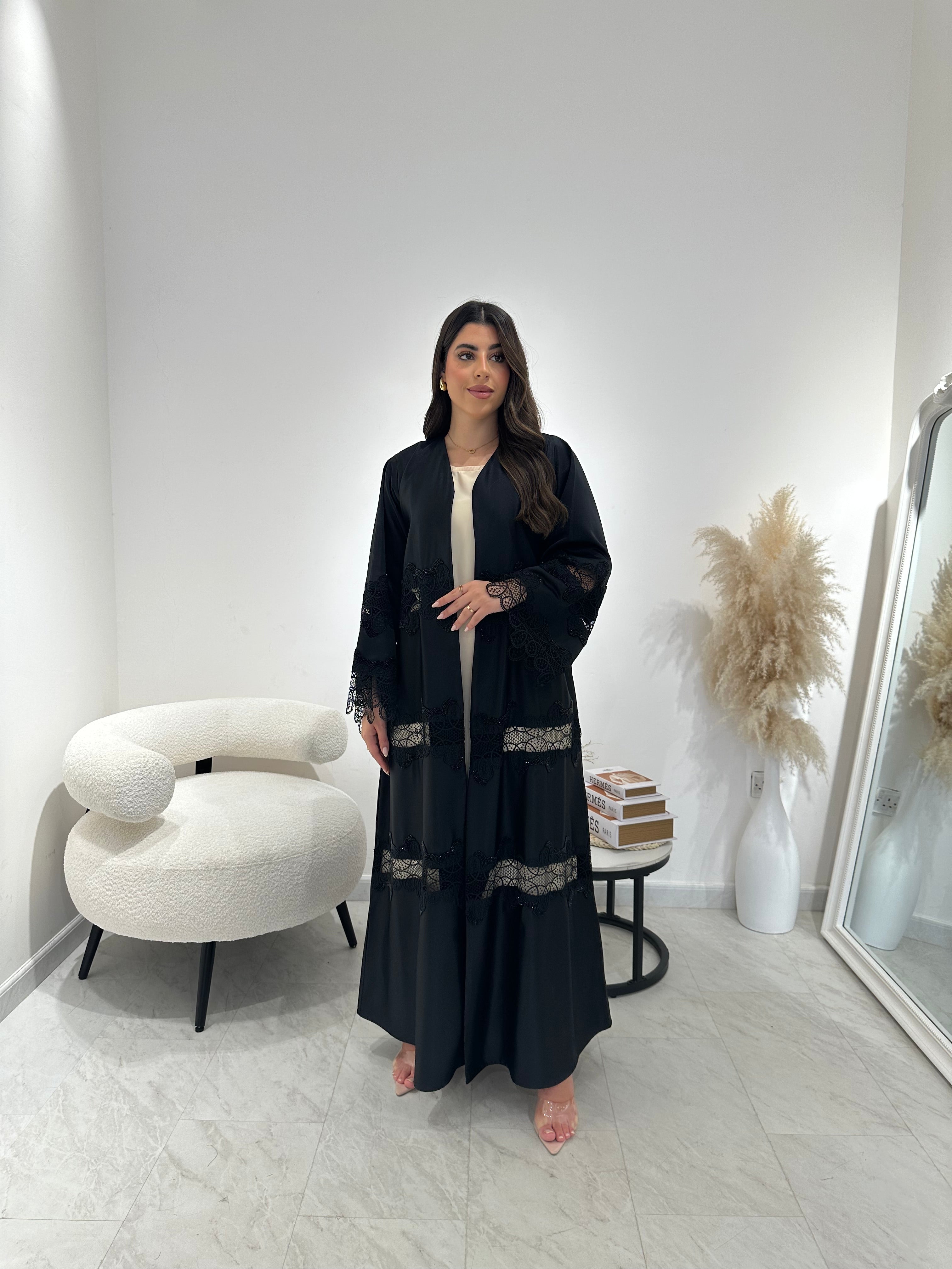 C 1316 Black Lace Abaya