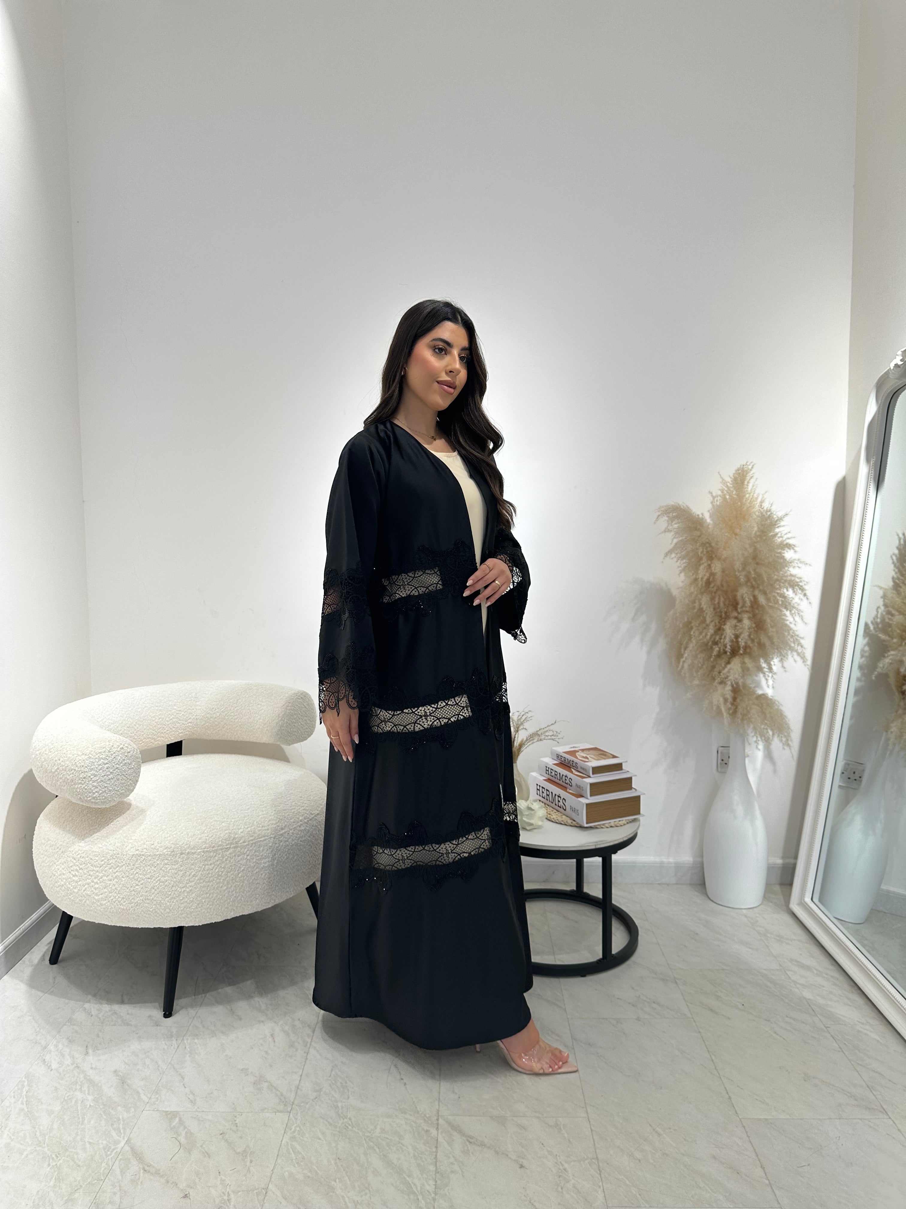C 1316 Black Lace Abaya